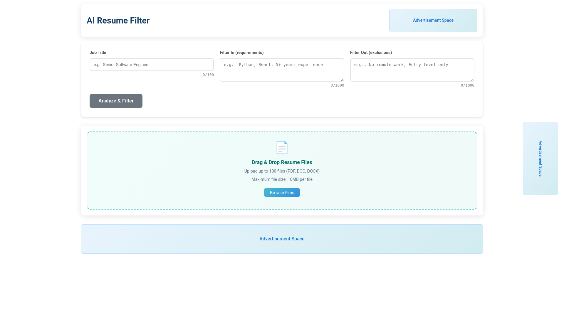 website screenshot of https://cvfilter.ai/