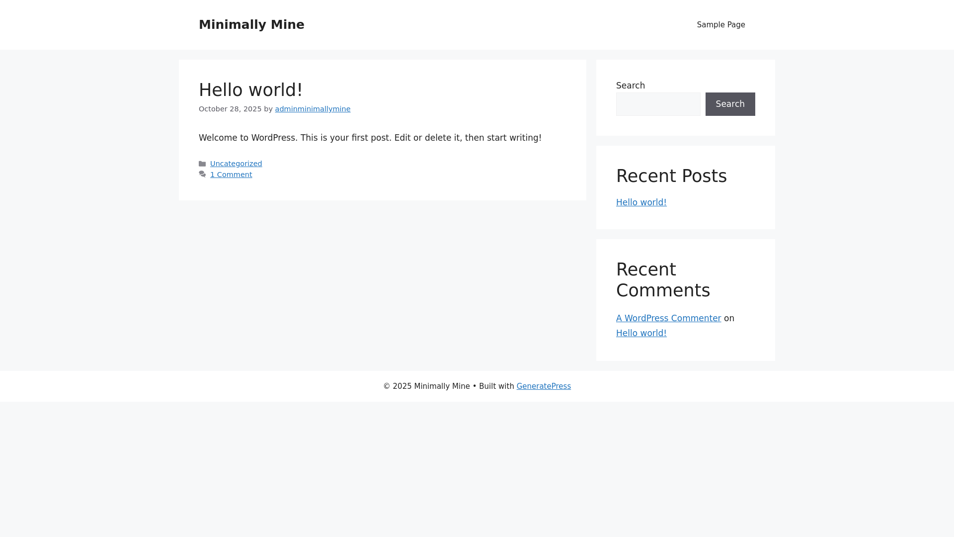 website screenshot of https://minimallymine.com/