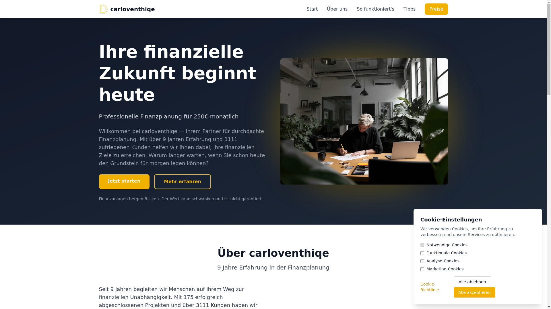 website screenshot of https://carloventhiqe.com