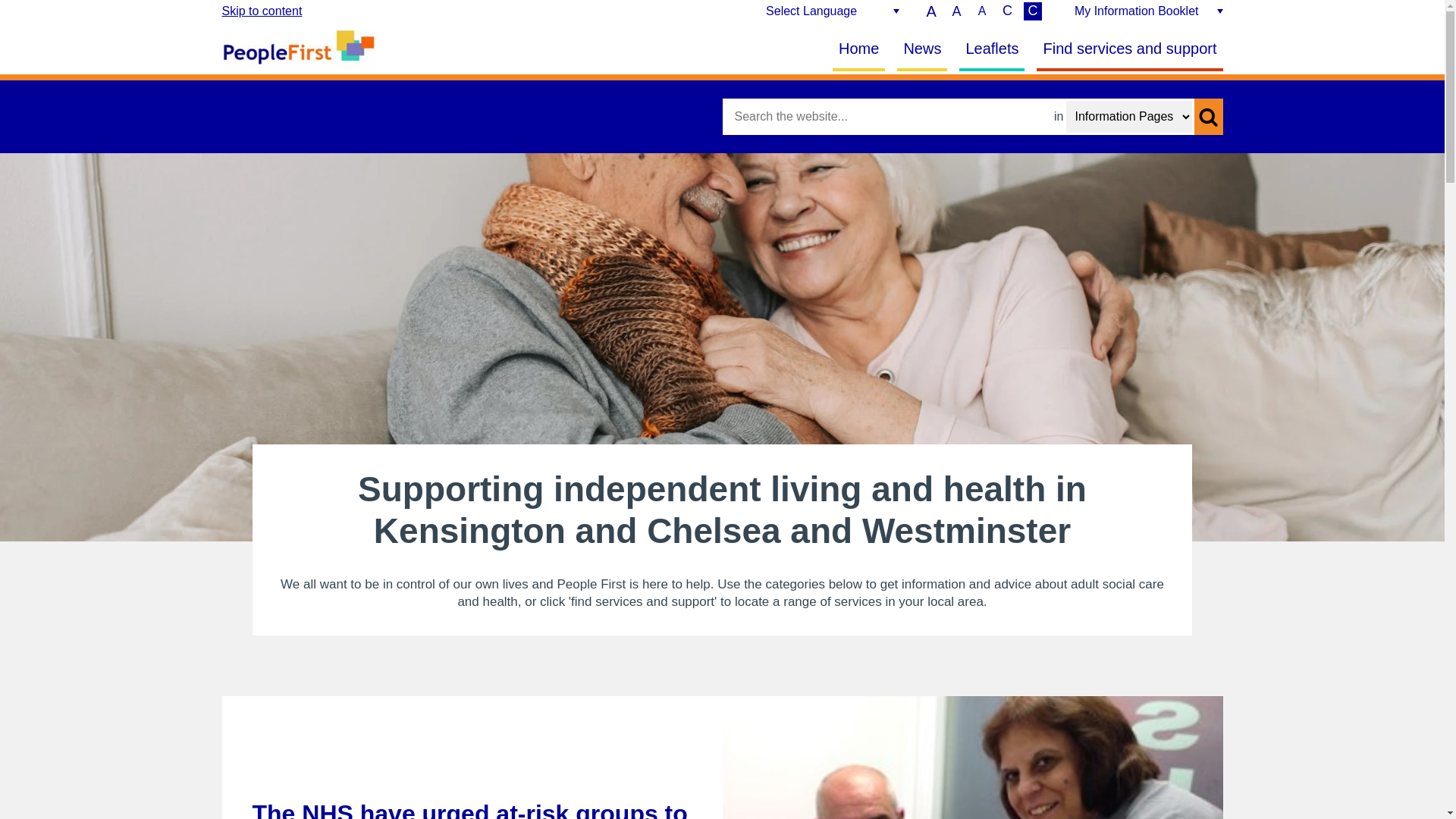 website screenshot of http://www.peoplefirstinfo.org.uk/