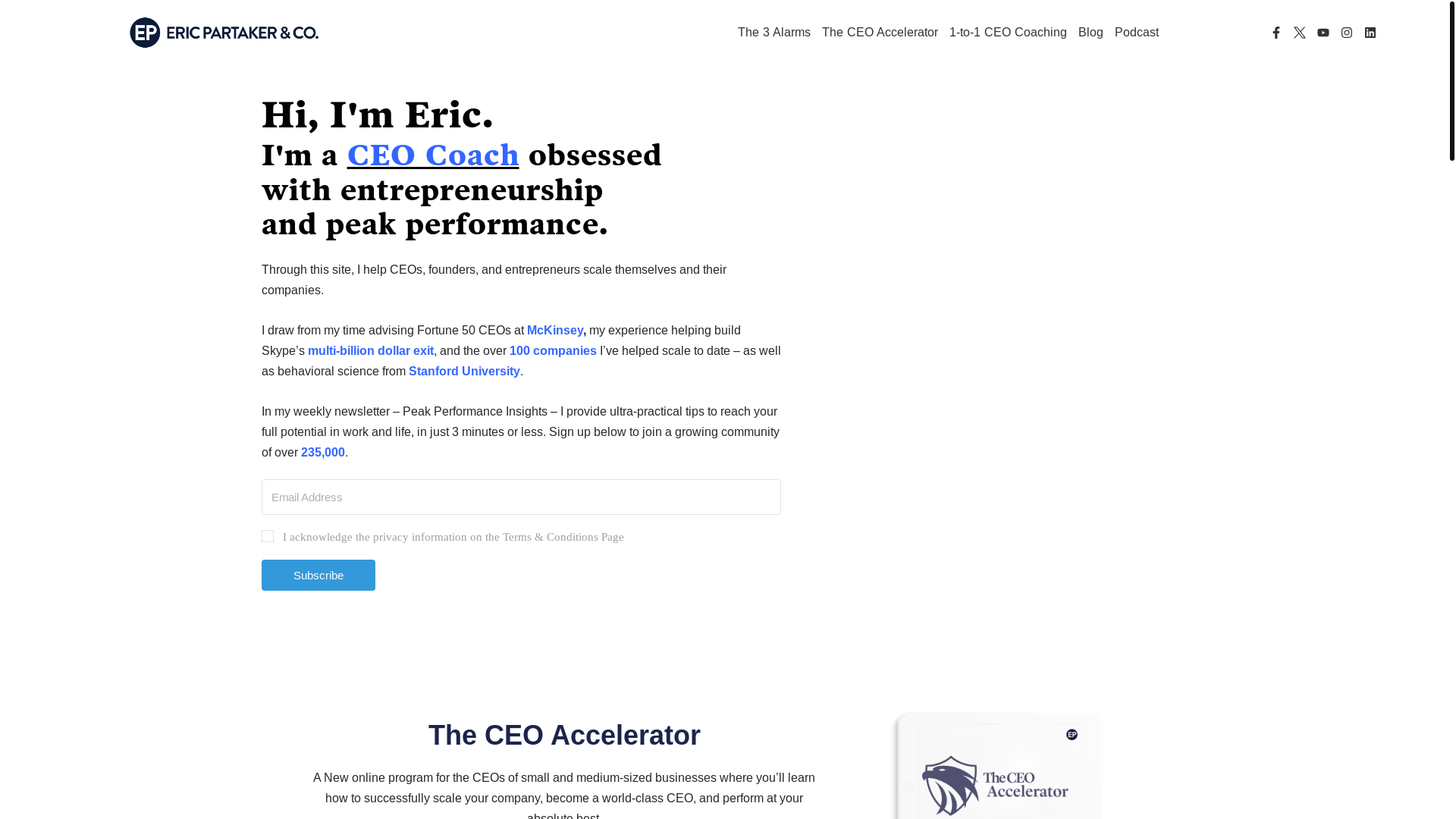 website screenshot of https://ericpartakerintel.com/