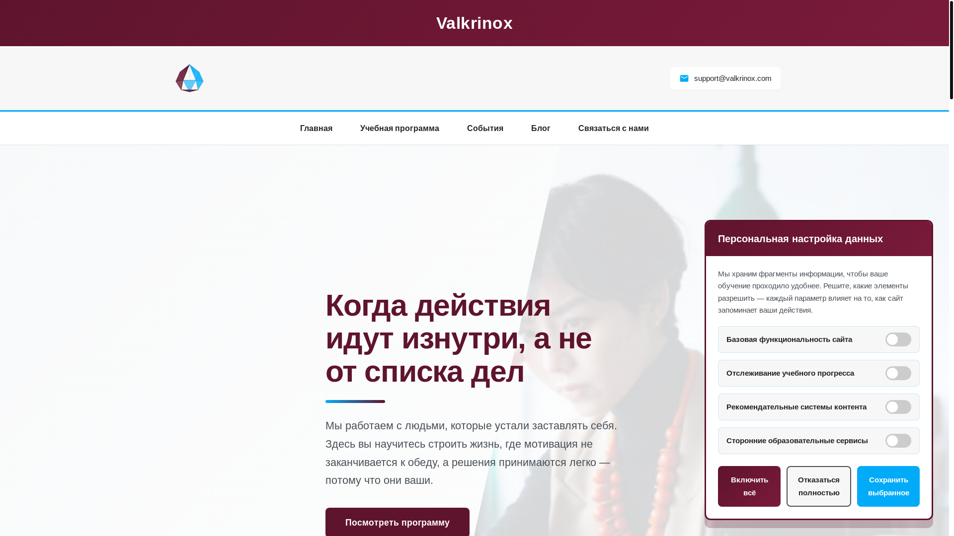 website screenshot of https://valkrinox.com/