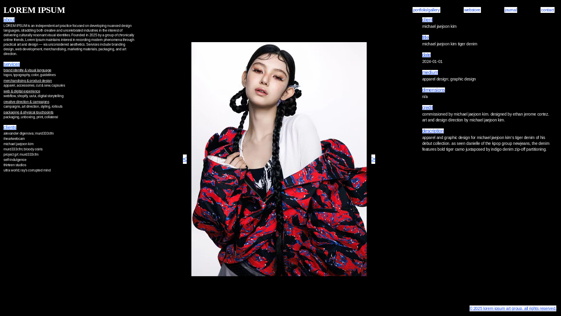 website screenshot of https://loremipsumartgroup.com/
