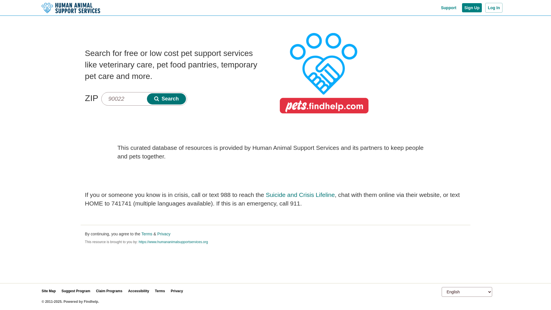 website screenshot of https://pets.findhelp.com/