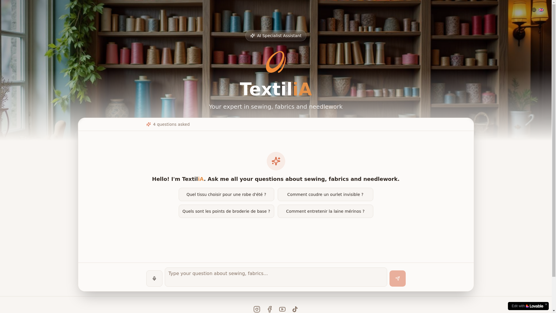 website screenshot of https://mytextilia.com/
