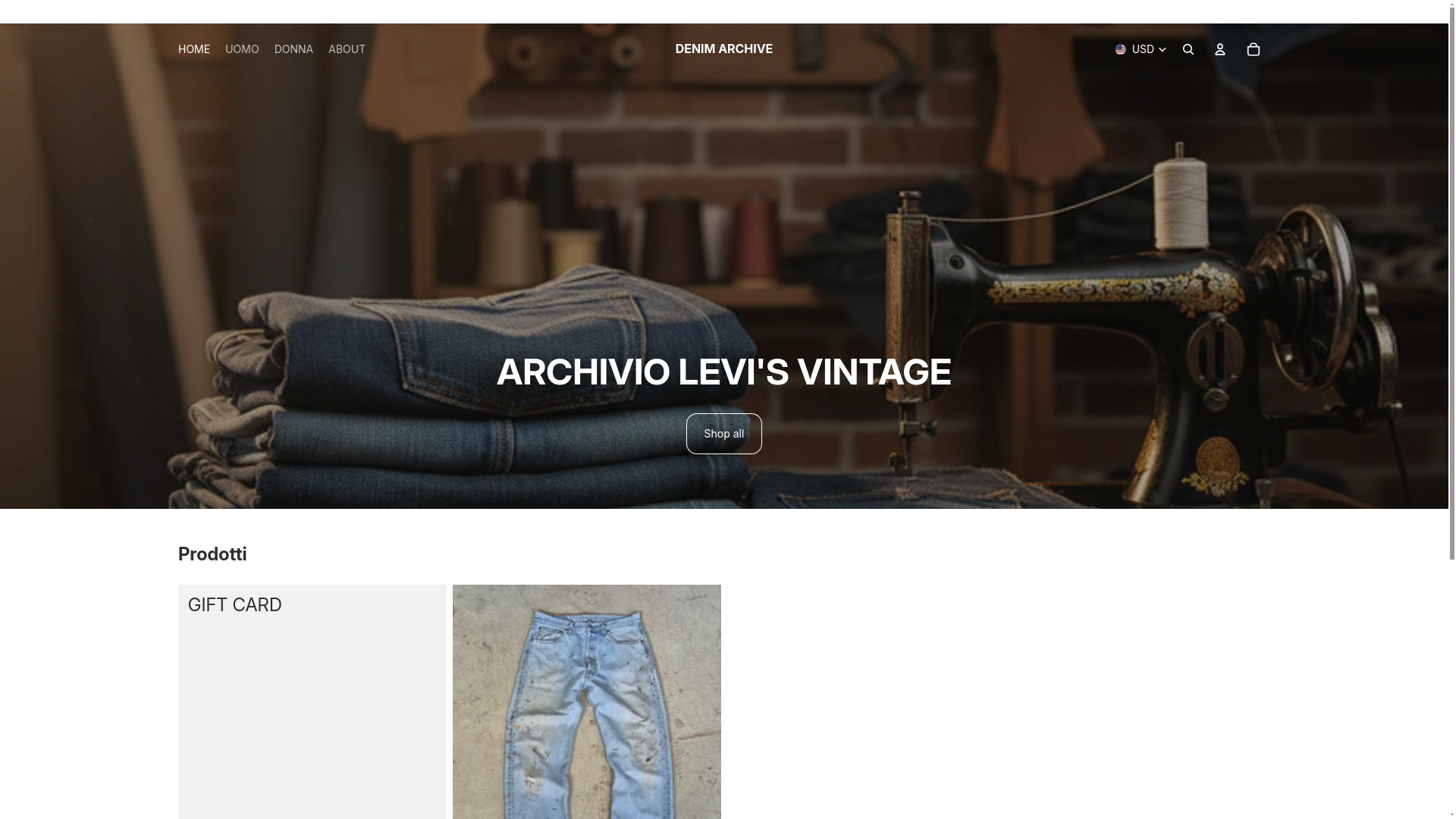 website screenshot of https://denimarchivevintage.com/