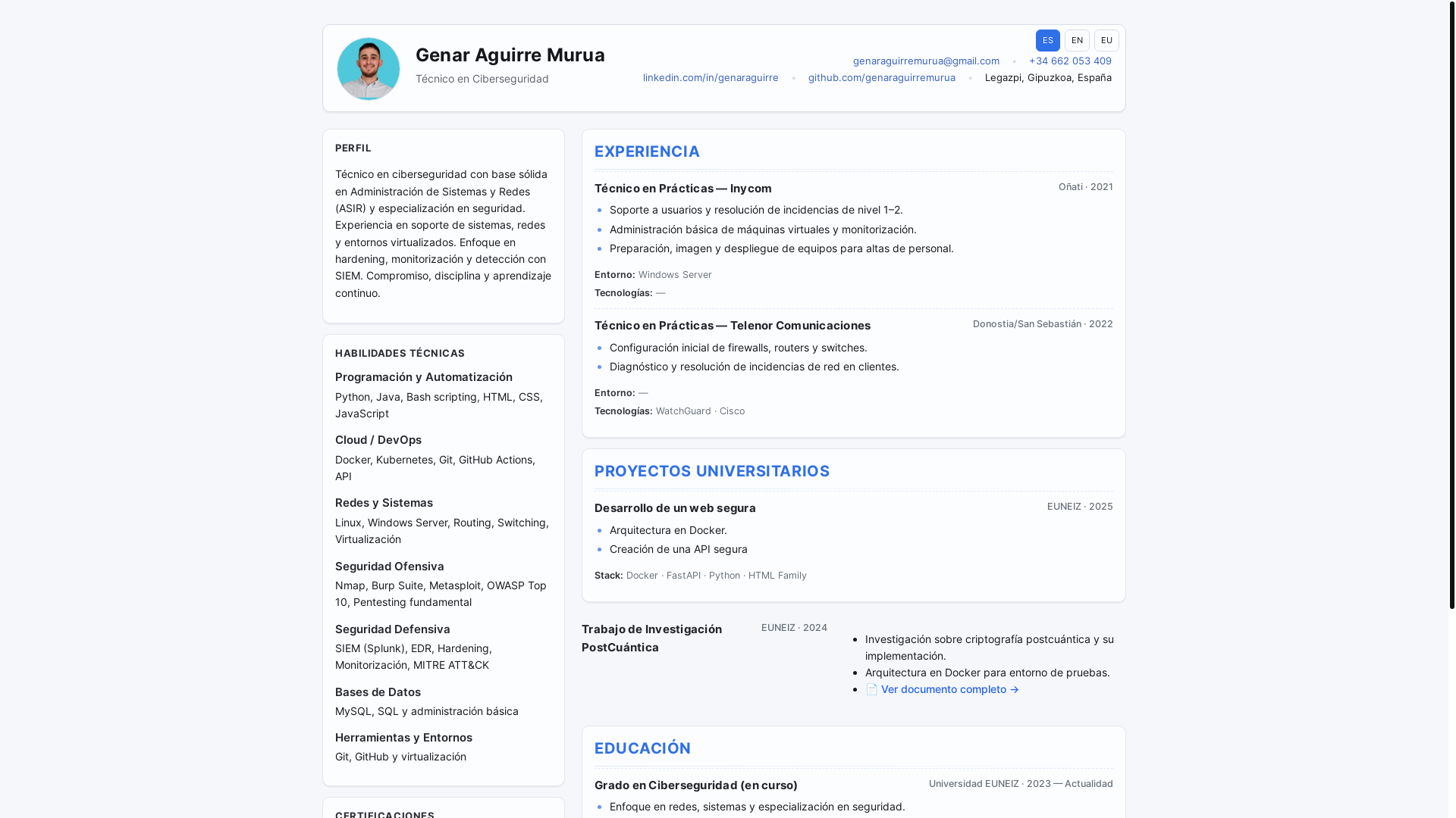 website screenshot of https://cv-genar.pages.dev/
