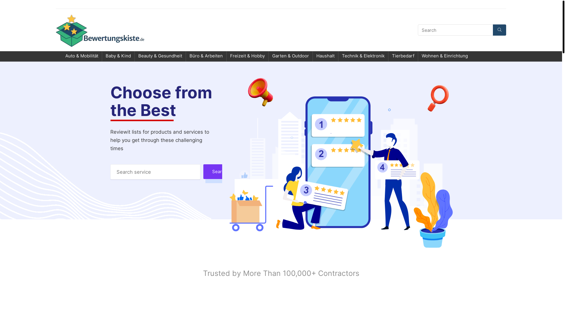 website screenshot of https://bewertungskiste.com/