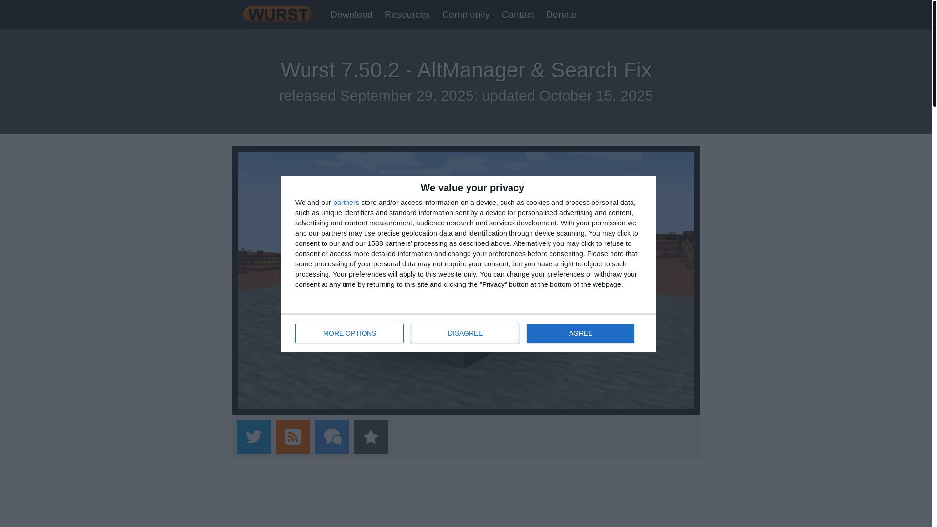 website screenshot of https://www.wurstclient.net/updates/wurst-7-50-2/?mc=1.21.10