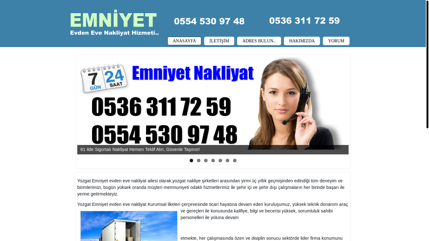 website screenshot of https://yozgatevdenevenakliyat.net.tr/