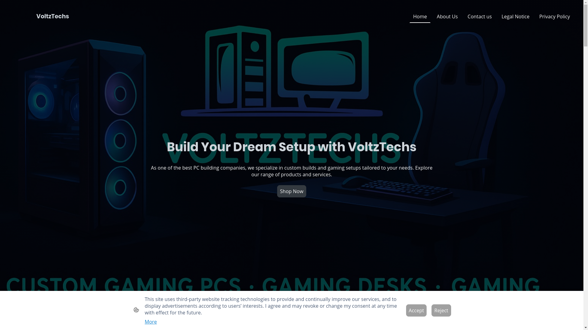 website screenshot of https://voltztechs.shop/