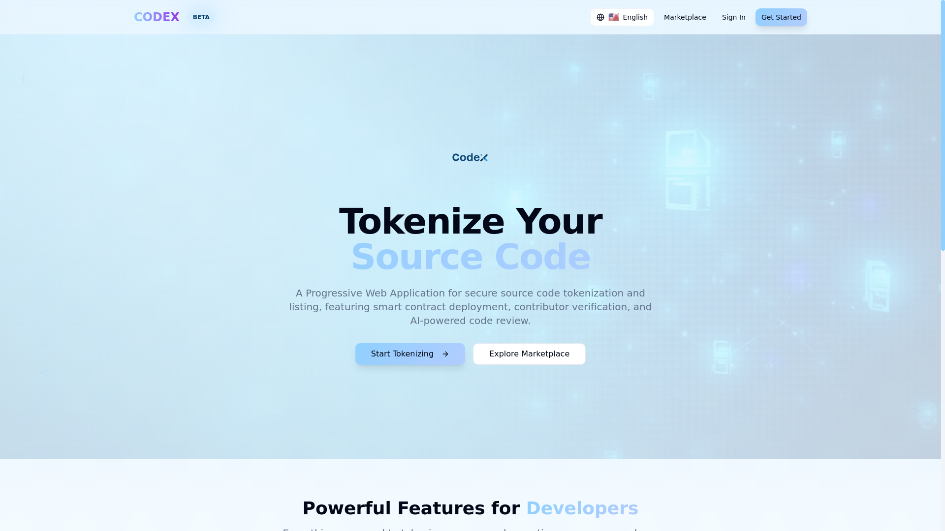 website screenshot of https://codexcdx.io/