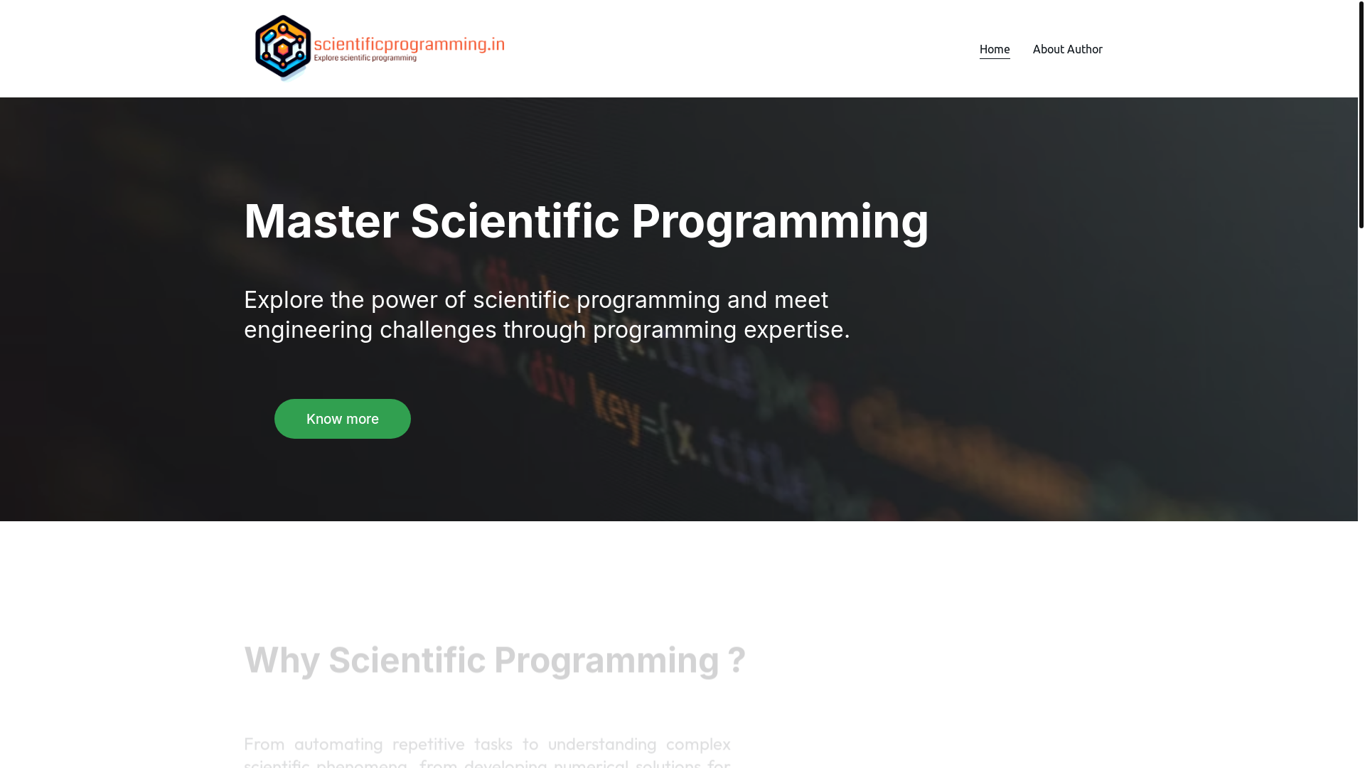 website screenshot of https://scientificprogramming.in/