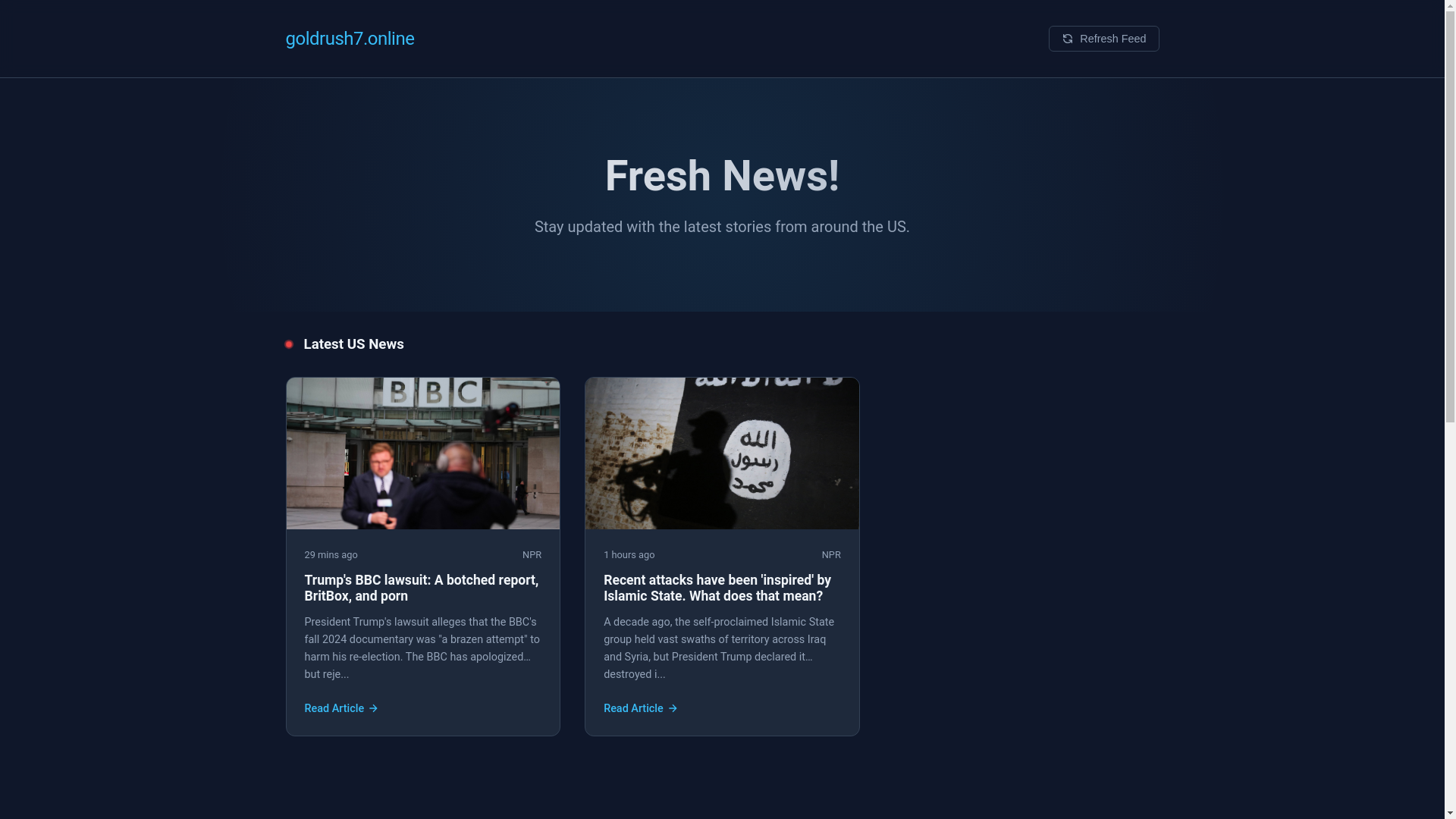 website screenshot of https://goldrush7.online/