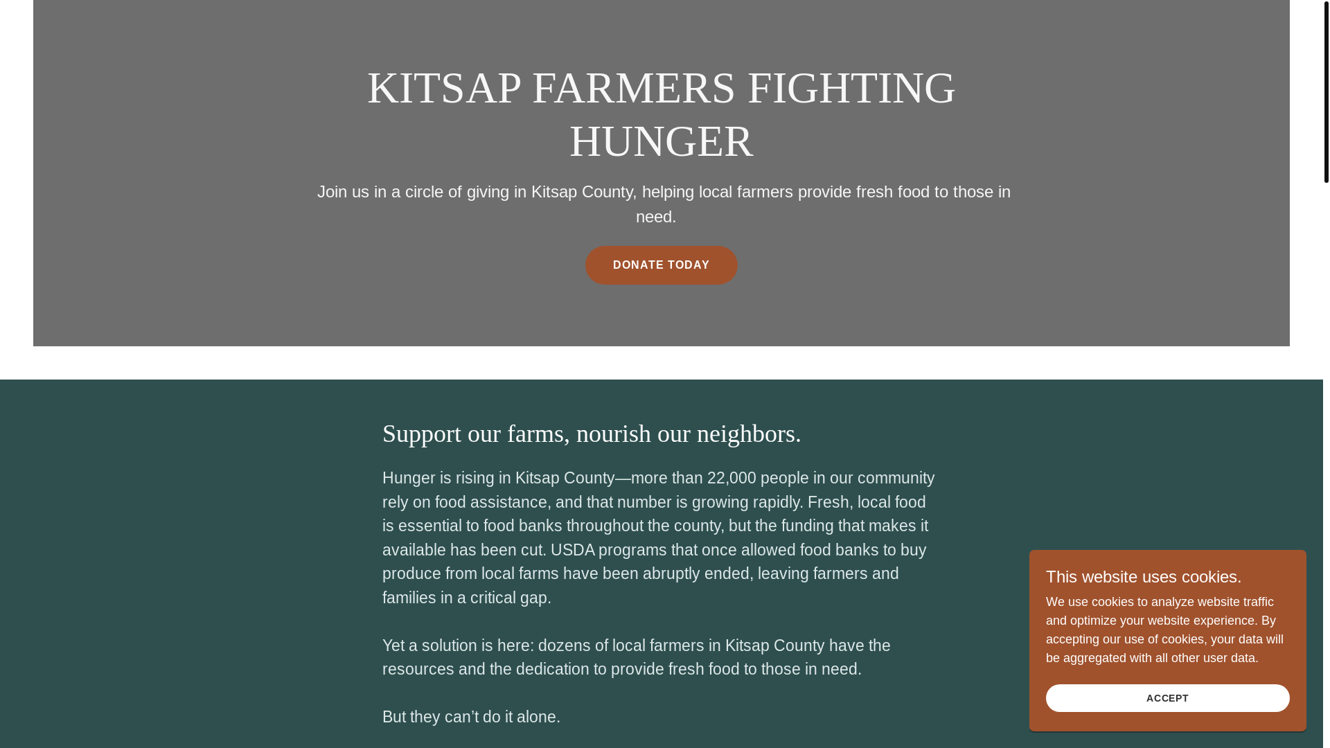 website screenshot of https://kitsapfarmersfightinghunger.org/