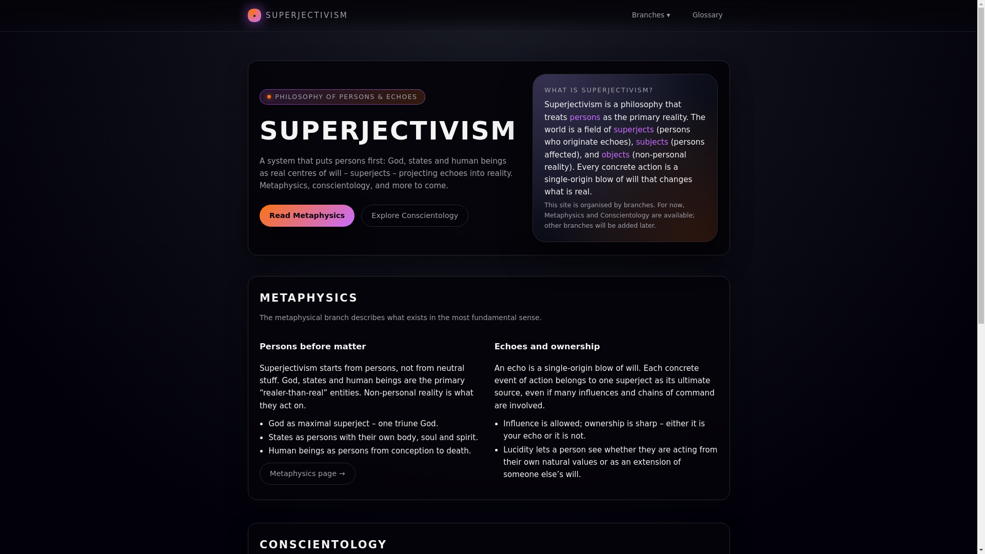 website screenshot of https://superjectivism.com/