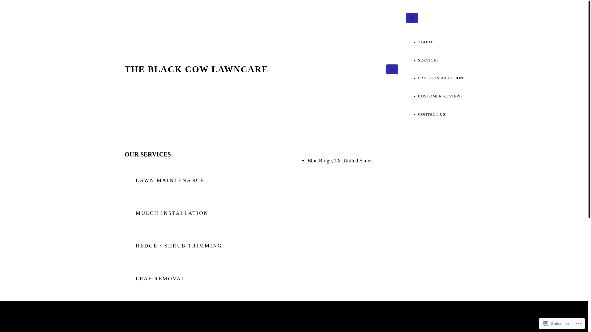 website screenshot of https://theblackcowlawncare.com/