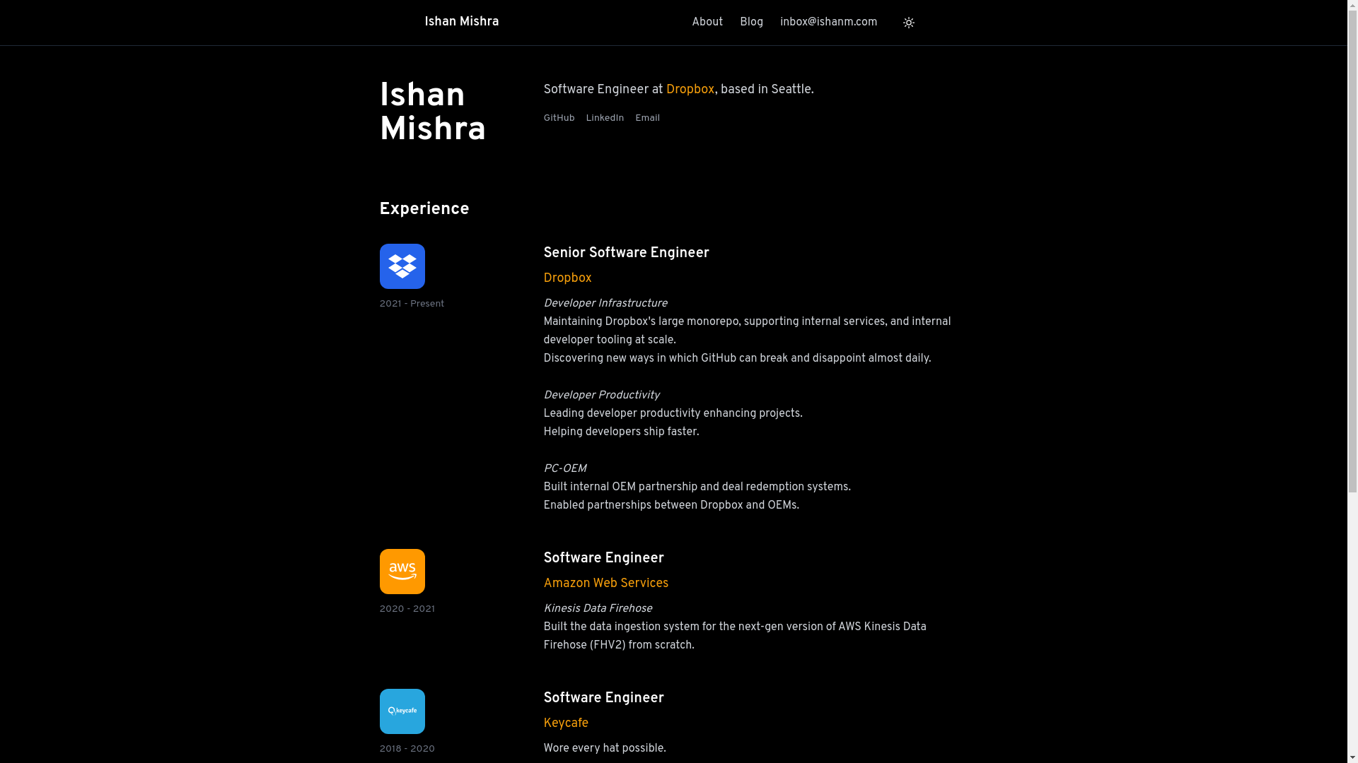 website screenshot of https://ishanm.org/