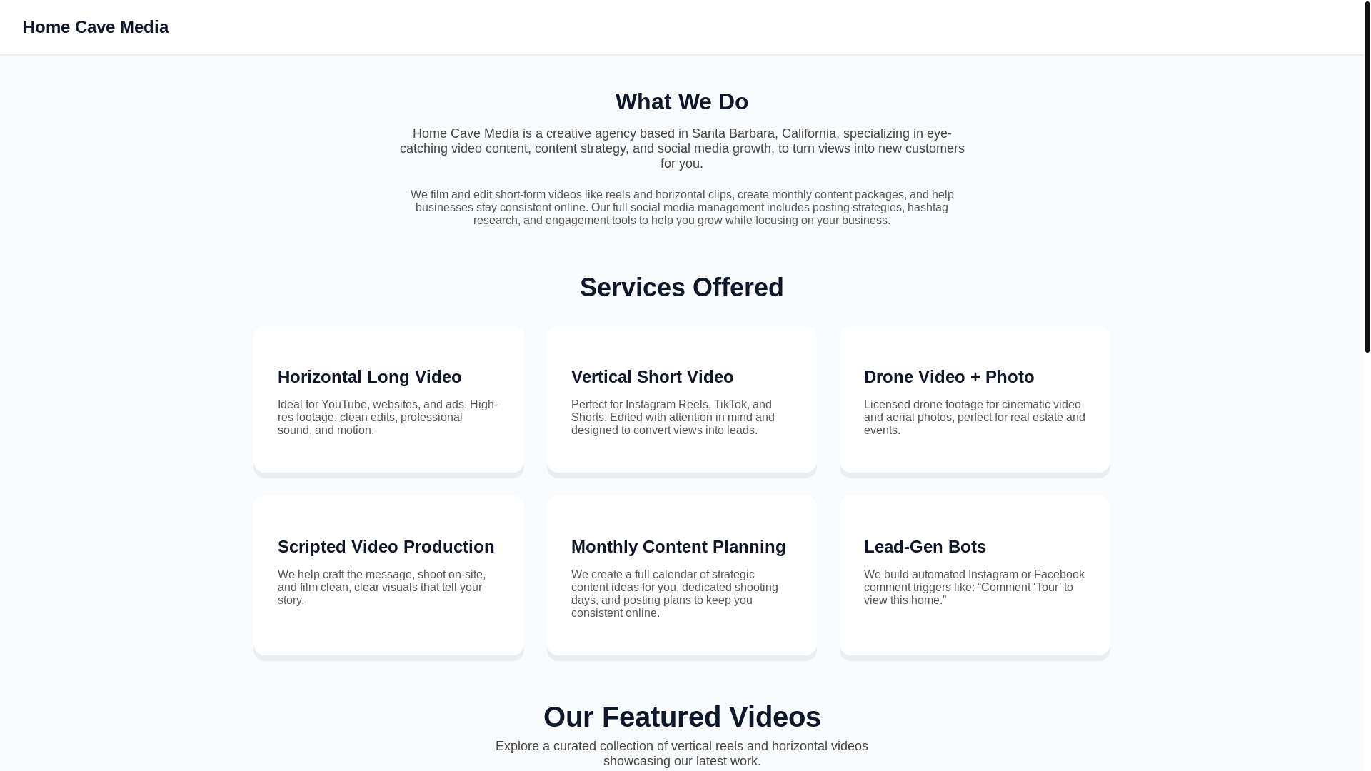 website screenshot of https://homecavemedia.com/