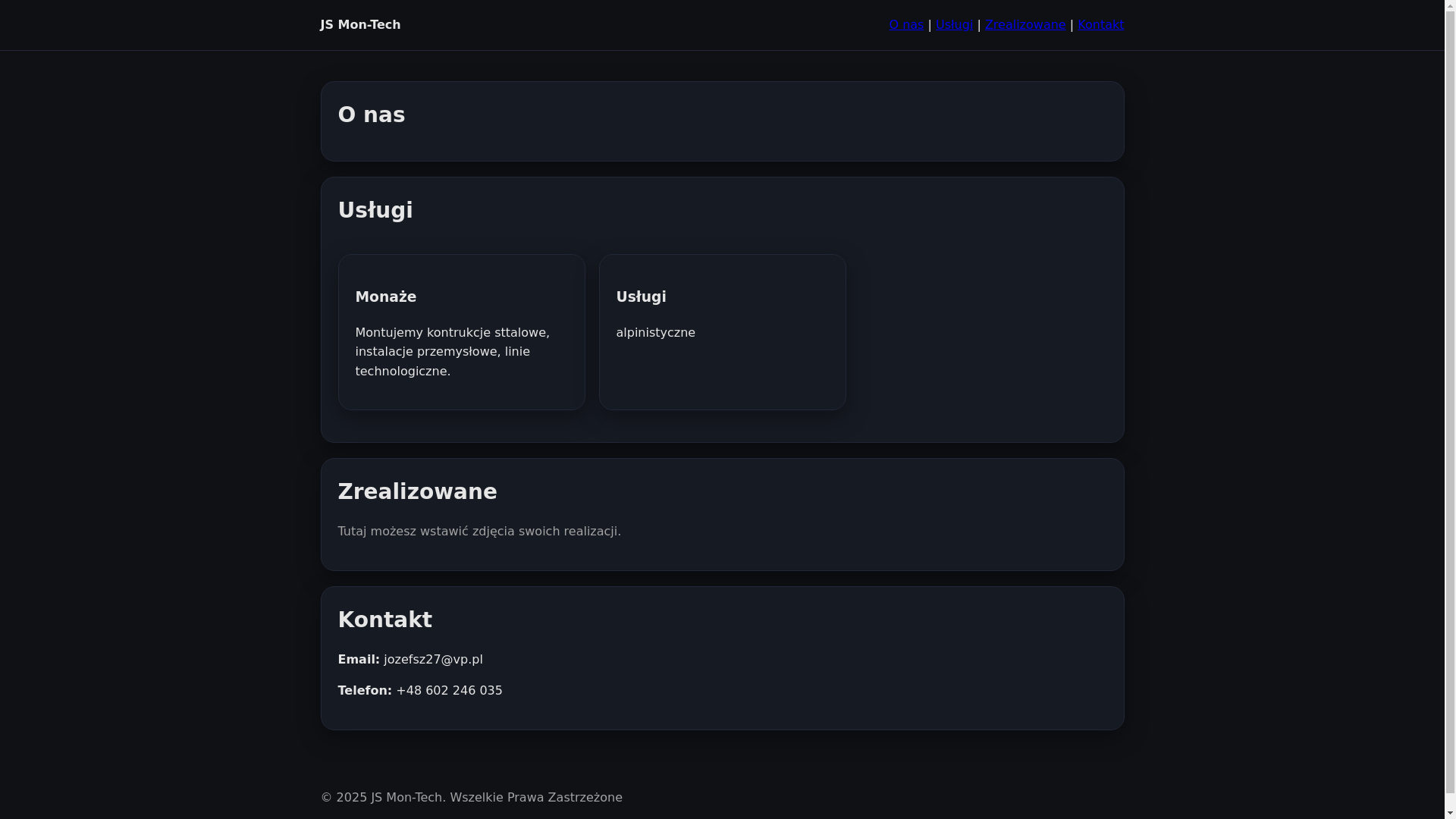 website screenshot of https://js-montech.pl/