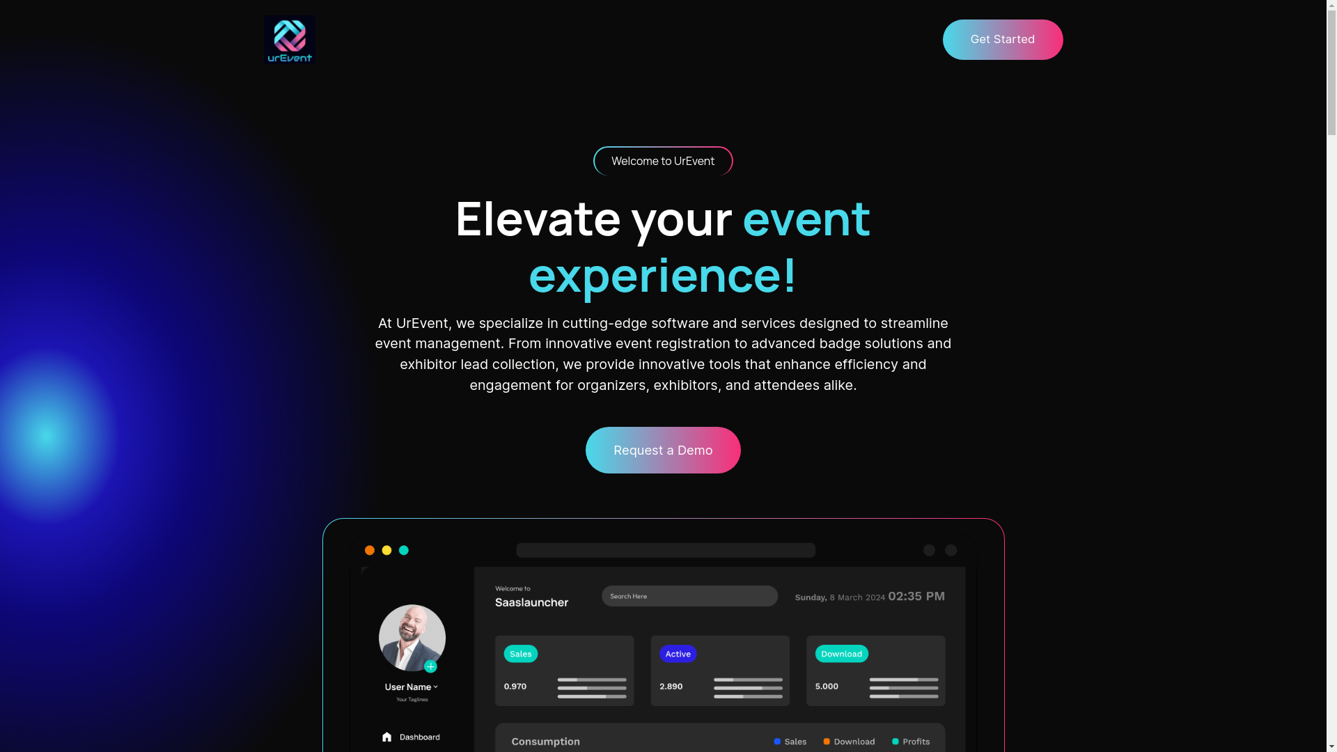 website screenshot of https://urevent.fr/