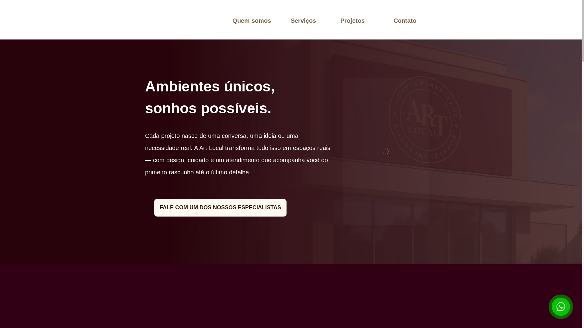 website screenshot of https://artlocalmoveisplanejados.com.br/