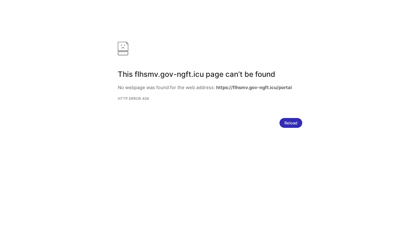 website screenshot of https://flhsmv.gov-ngft.icu/portal