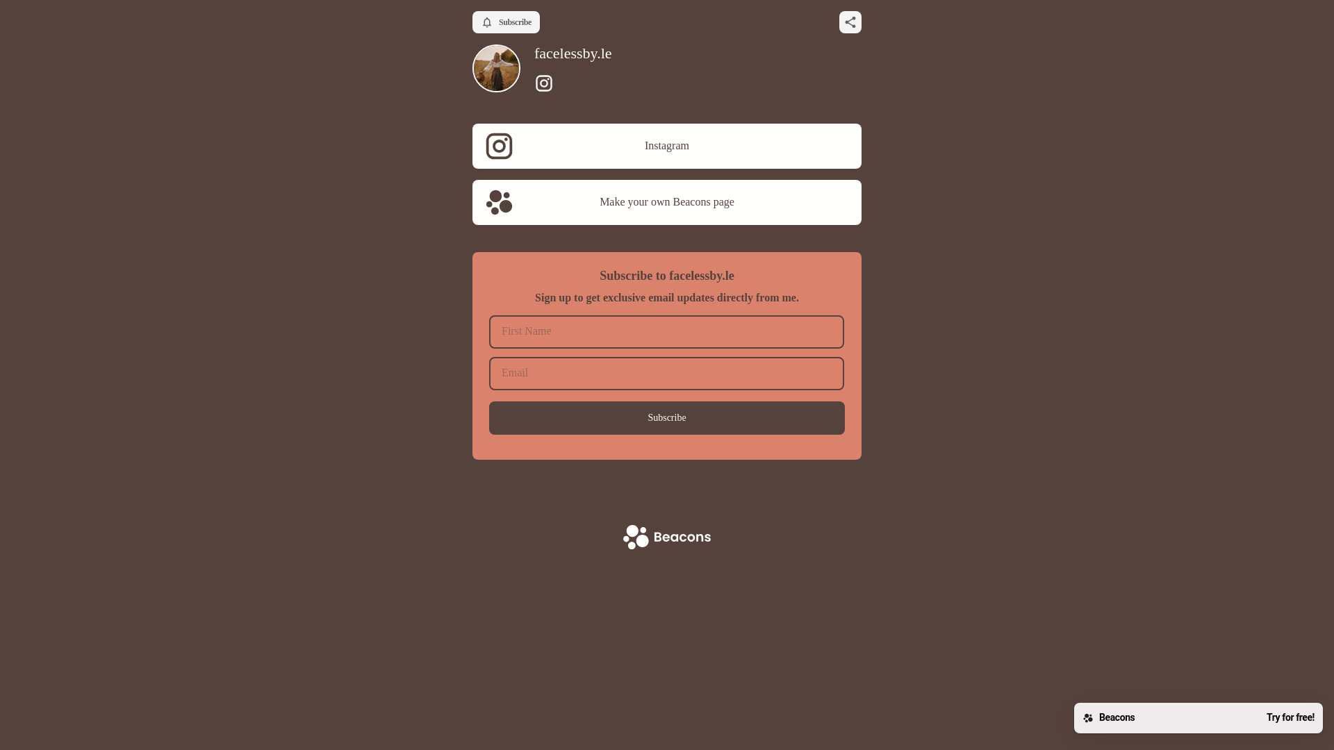 website screenshot of https://facelessbyle.com/