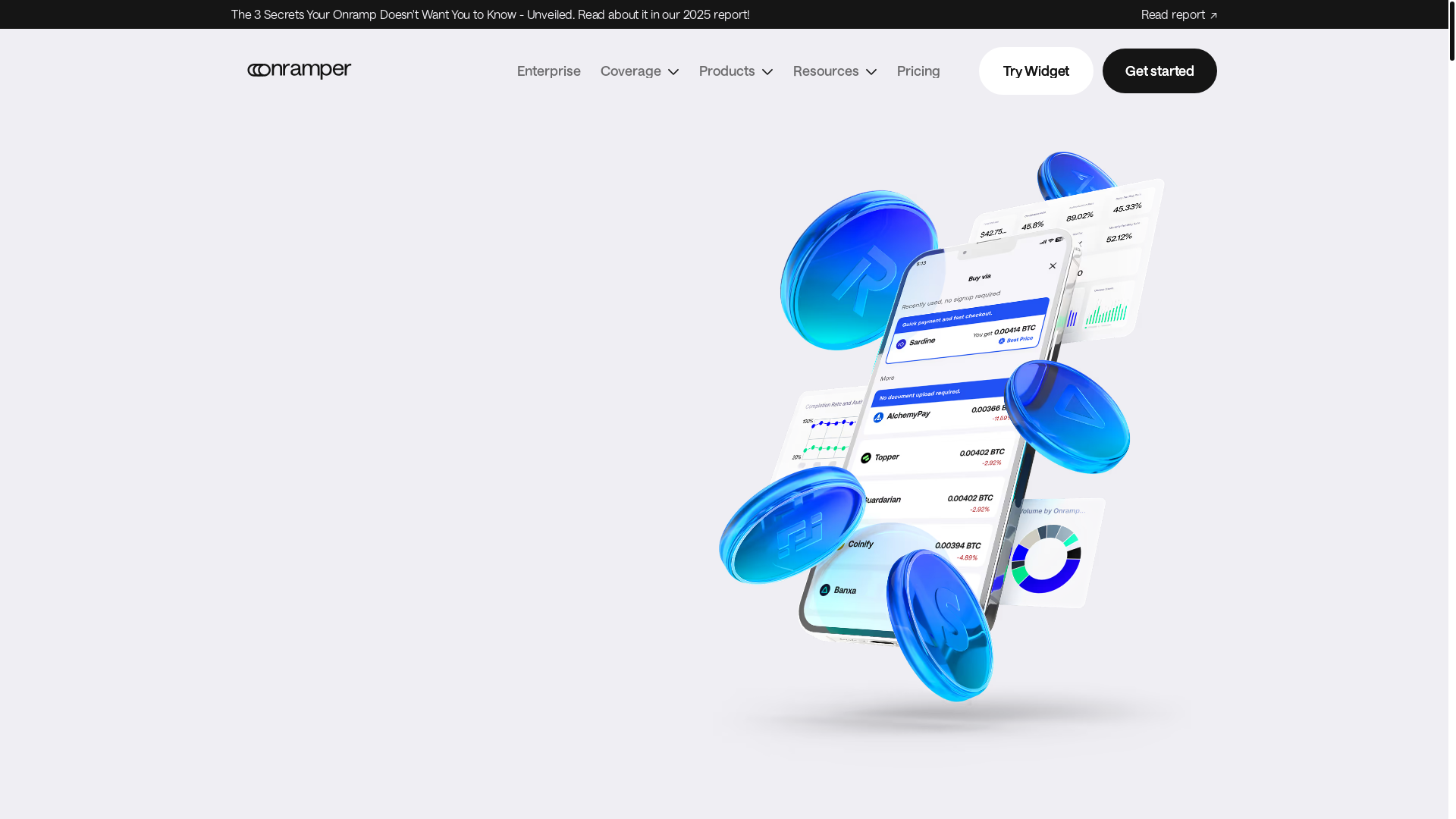 website screenshot of https://onramper.com