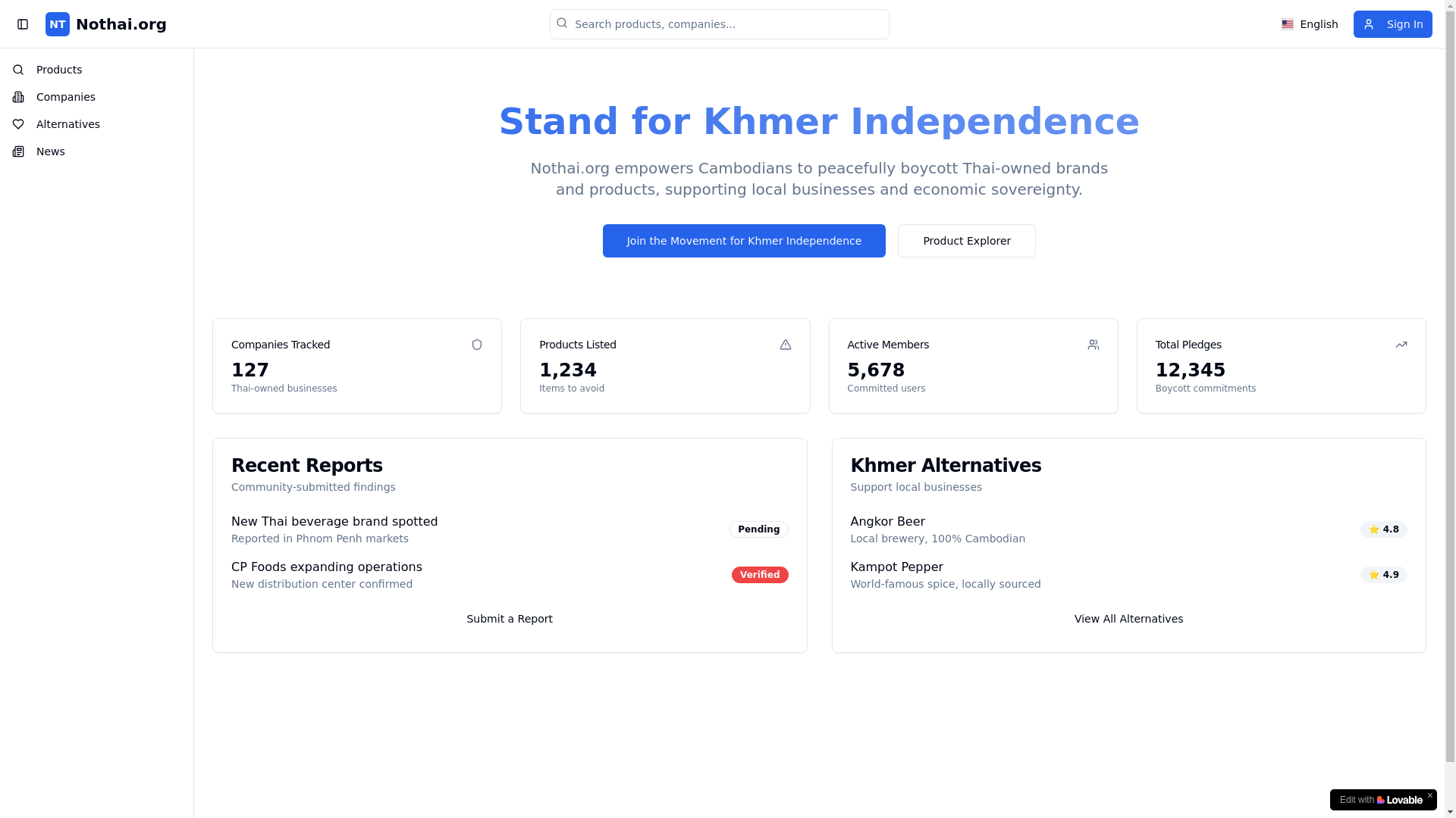 website screenshot of https://nothai.org/