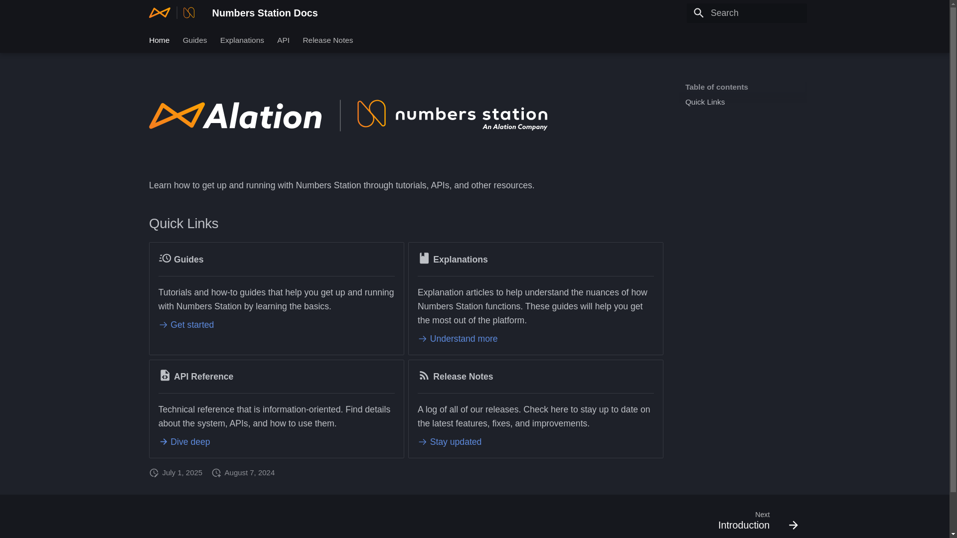 website screenshot of https://numbersstation-docs.pages.dev/