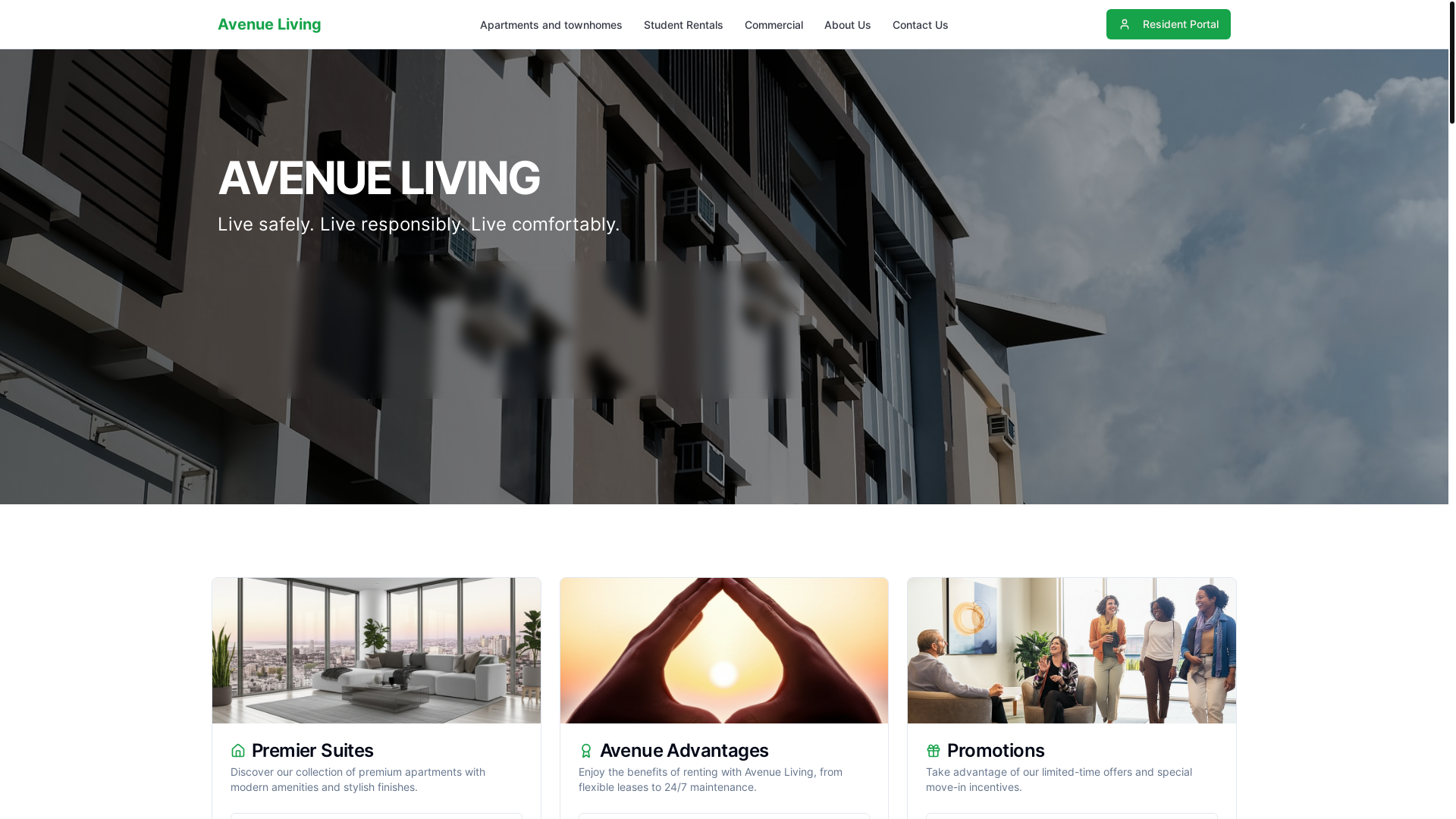website screenshot of https://avenue-living.pages.dev/