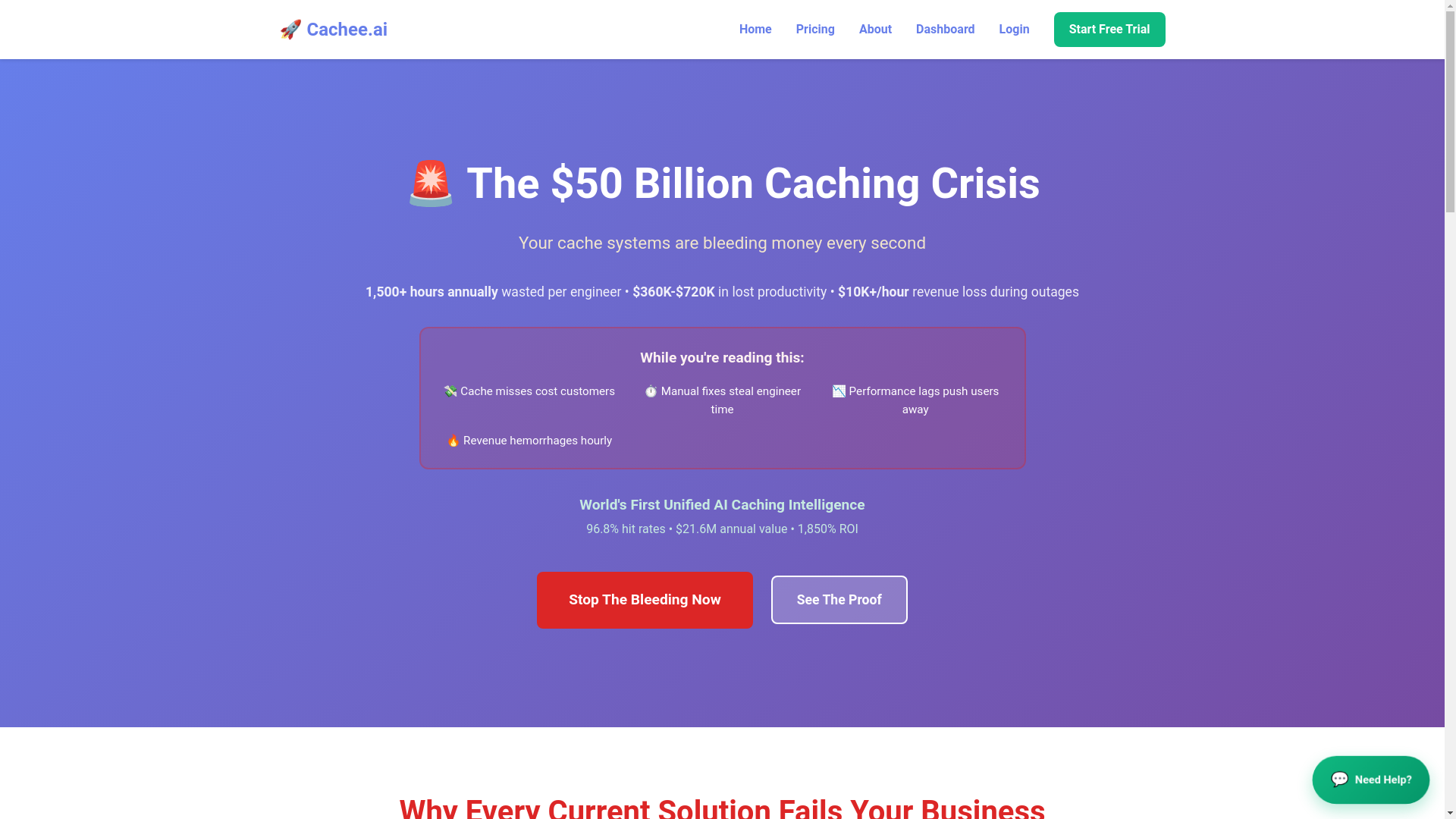 website screenshot of https://cachee.ai/