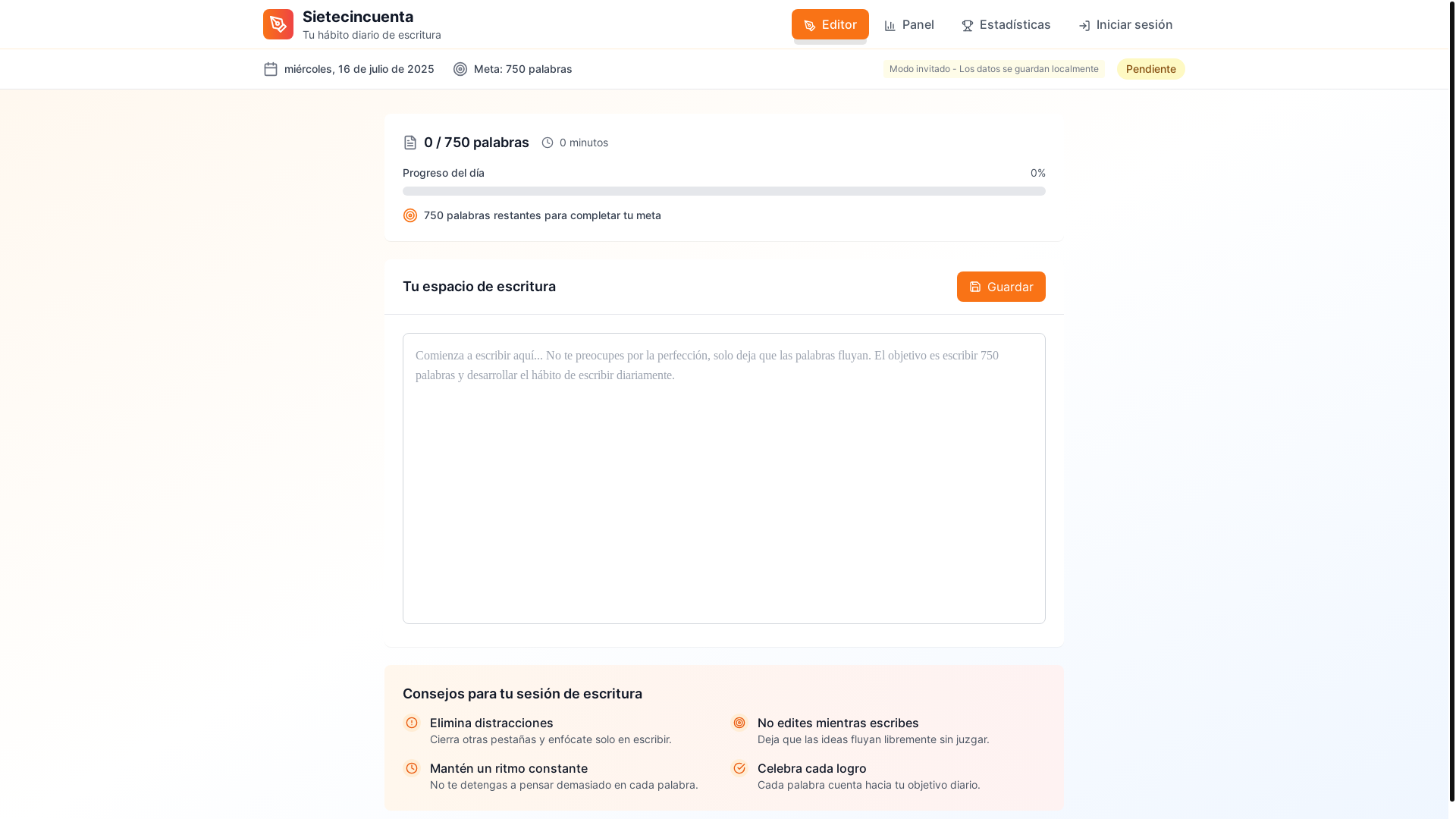 website screenshot of https://sietecincuenta.com/
