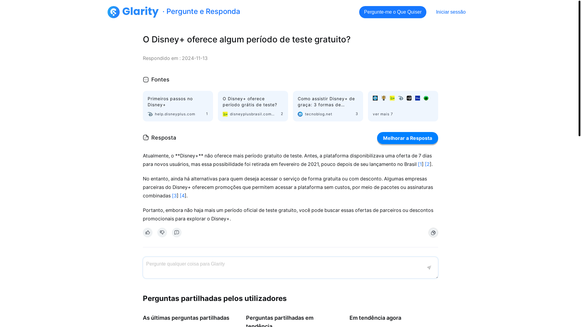 website screenshot of https://askai.glarity.app/pt-PT/search/O-Disney--oferece-algum-per%C3%ADodo-de-teste-gratuito