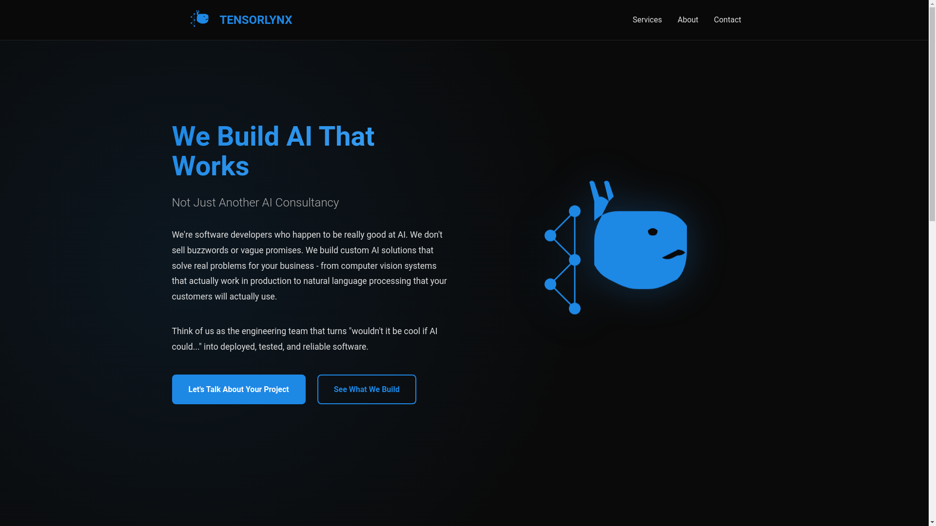 website screenshot of https://tensorlynx.ch/