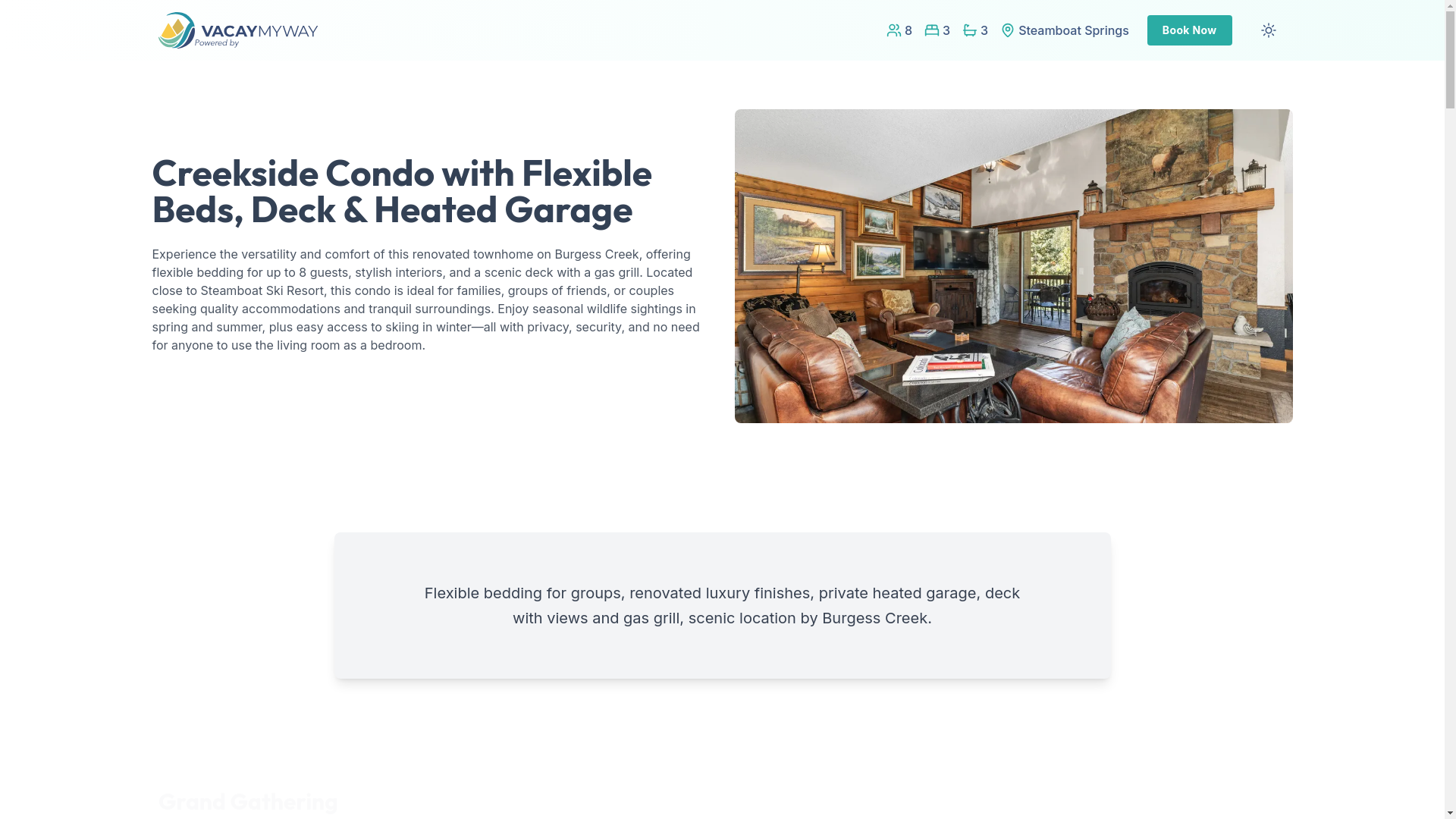 website screenshot of https://serenecreek.vacations/