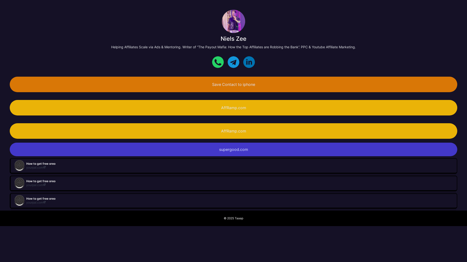 website screenshot of https://taaap.me/