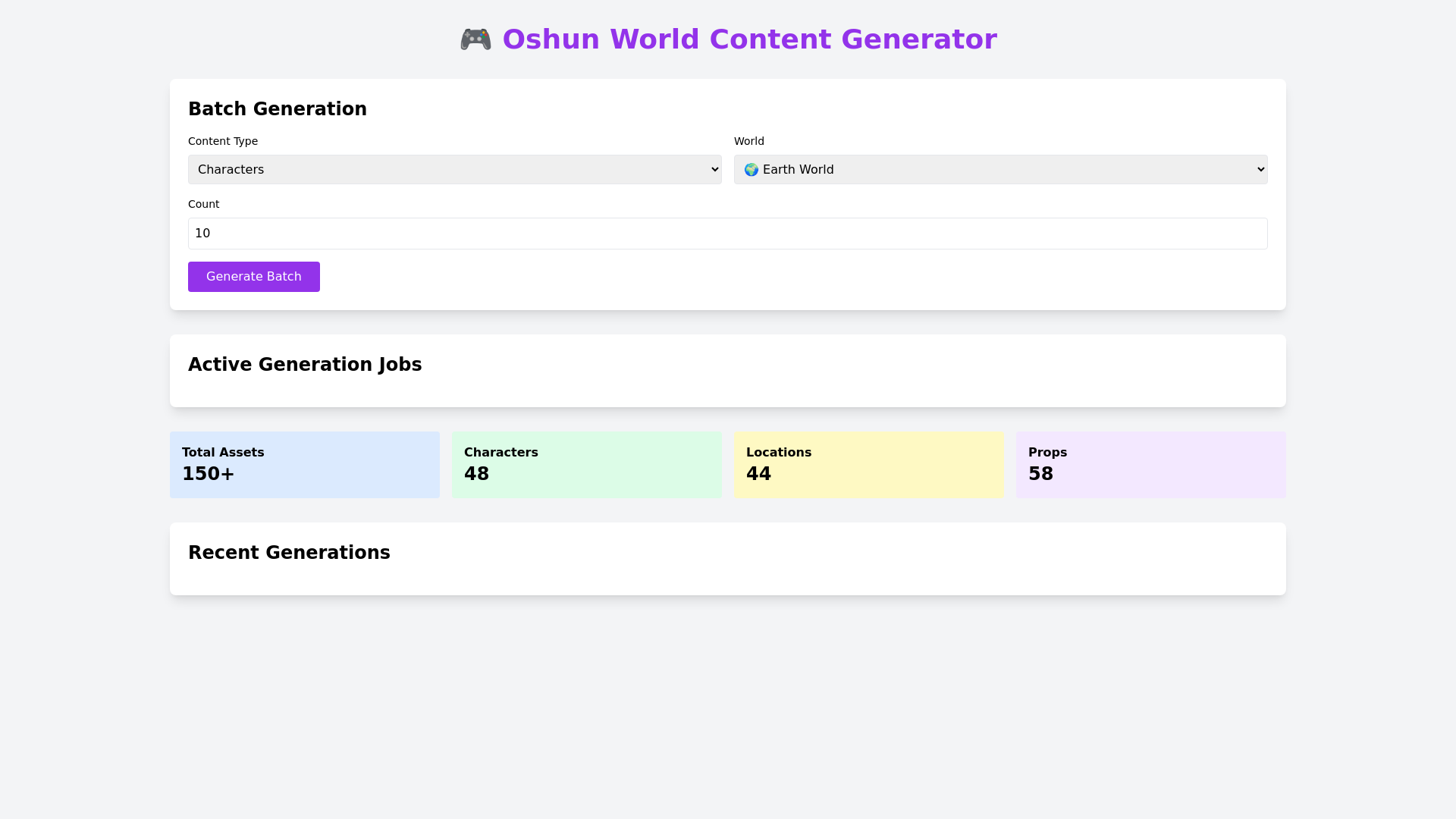 website screenshot of https://oshun-content-dashboard.pages.dev/
