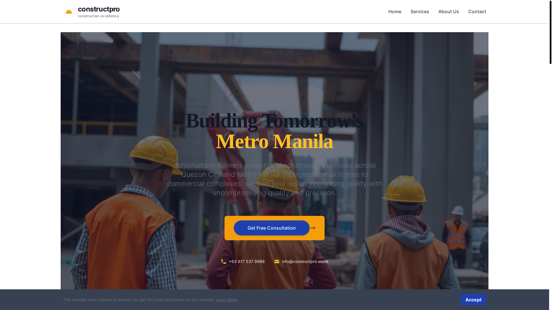 website screenshot of https://constructpro.world/