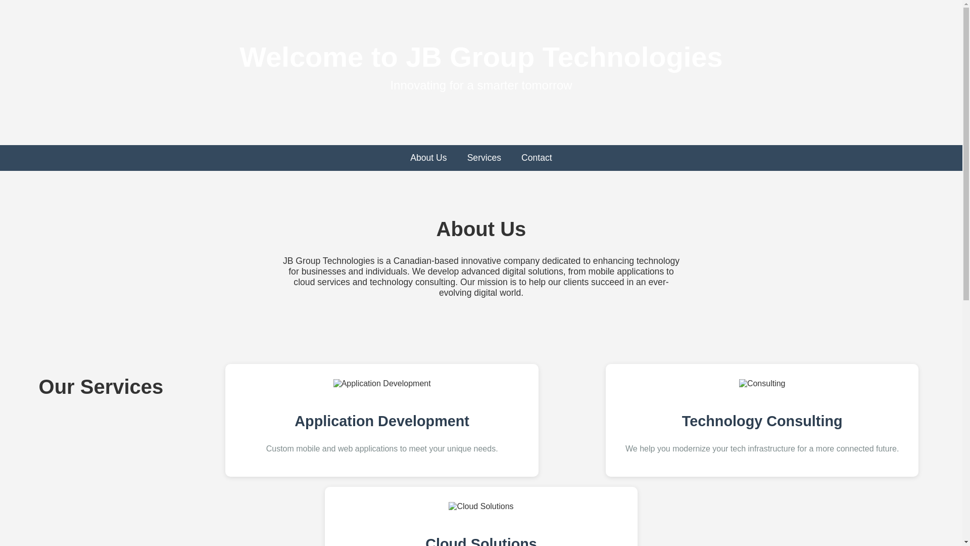 website screenshot of https://jbgrouptechnologies.com/