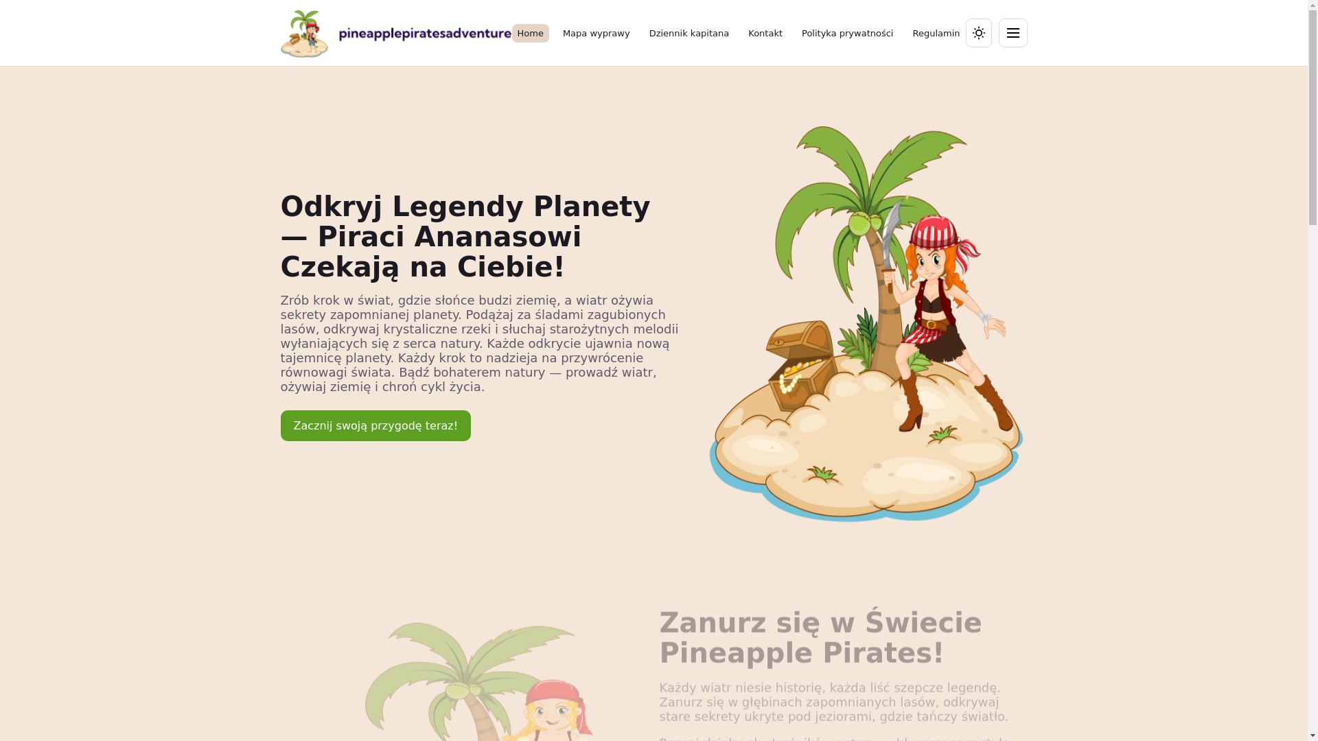 website screenshot of https://pineapplepiratesadventure.info/