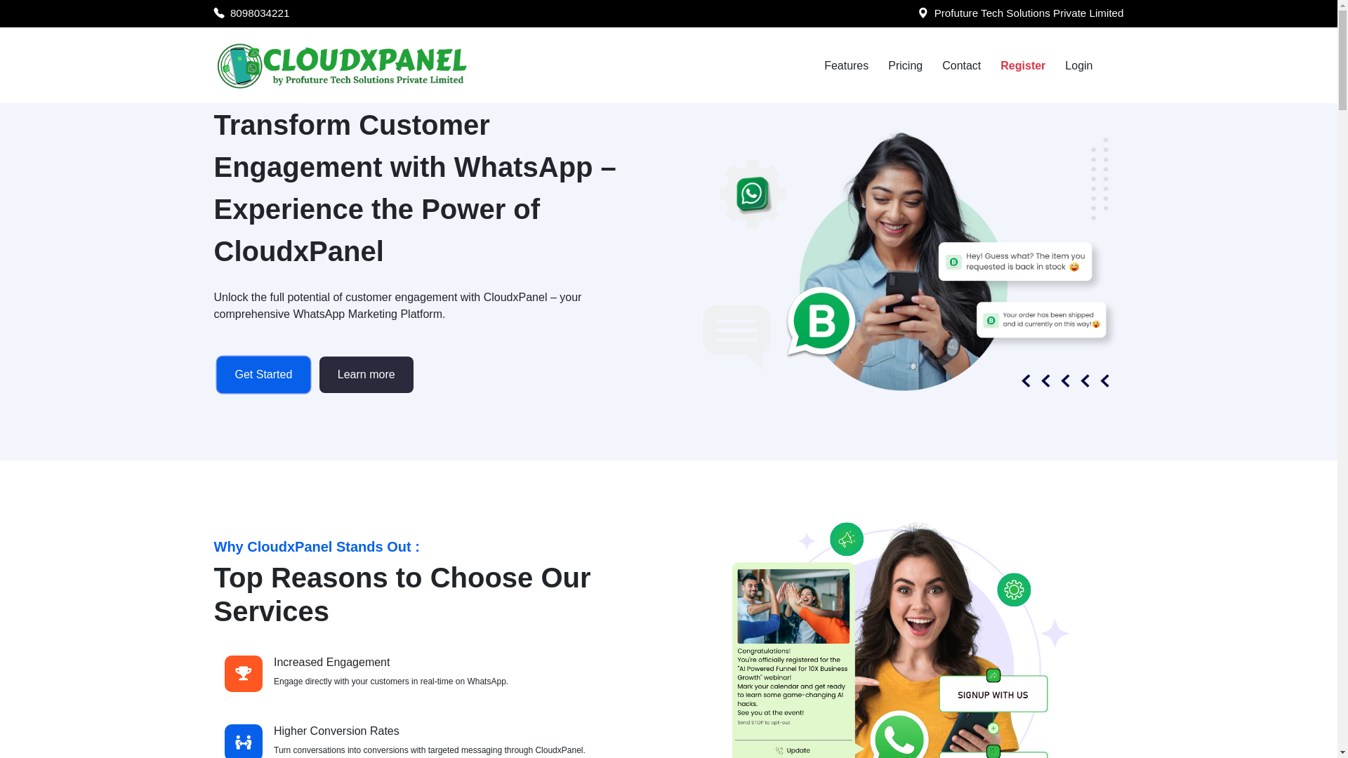 website screenshot of https://cloudxpanel.in/