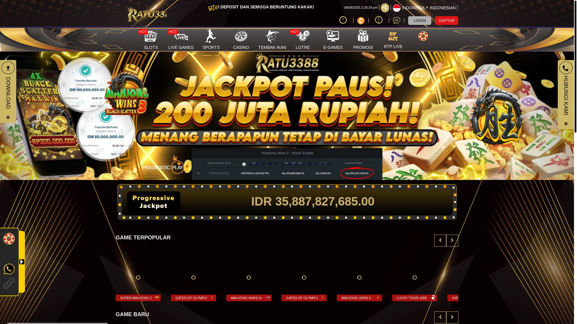 website screenshot of https://ratu3388merdeka.com/