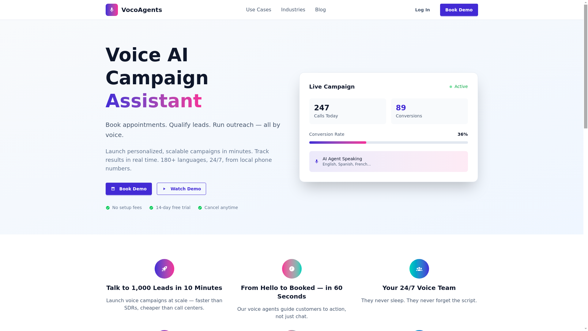 website screenshot of https://vocoagents.com/