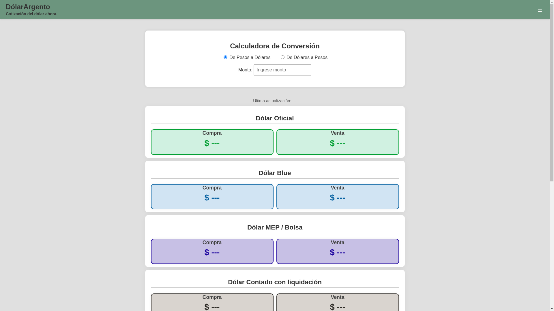 website screenshot of https://dolarargento.com.ar/