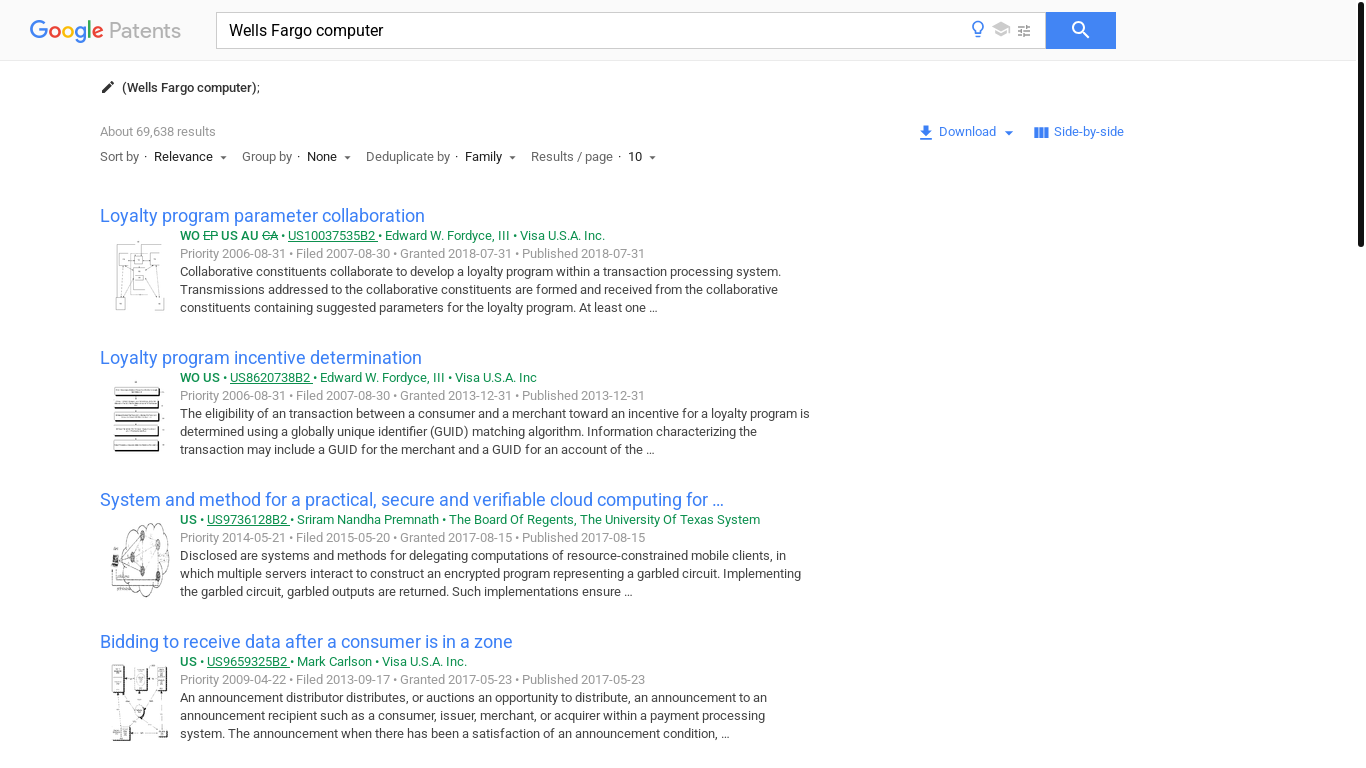 website screenshot of https://patents.google.com/?q=(Wells+Fargo+computer)&oq=Wells+Fargo+computer+