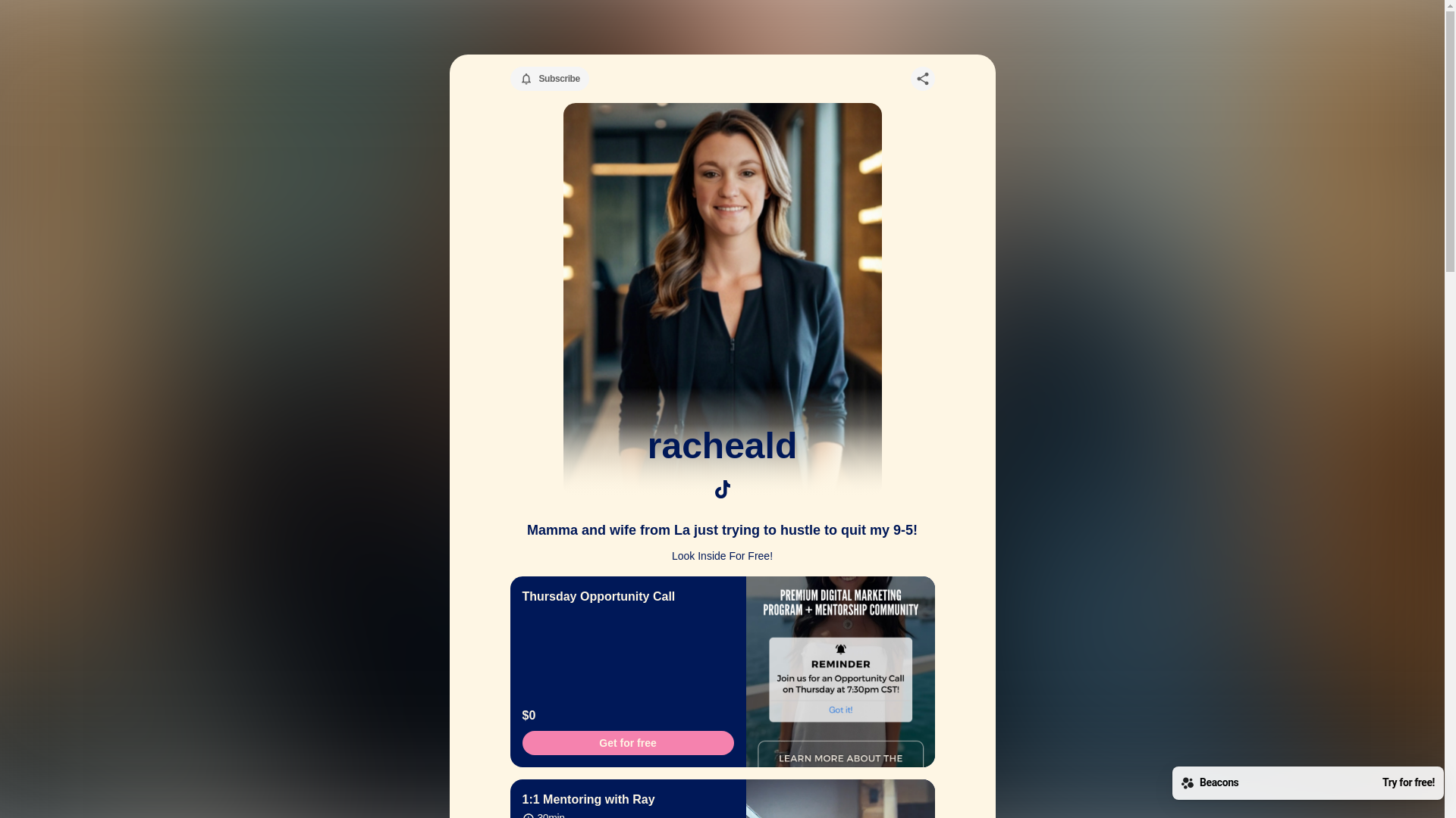 website screenshot of https://racheald.store/