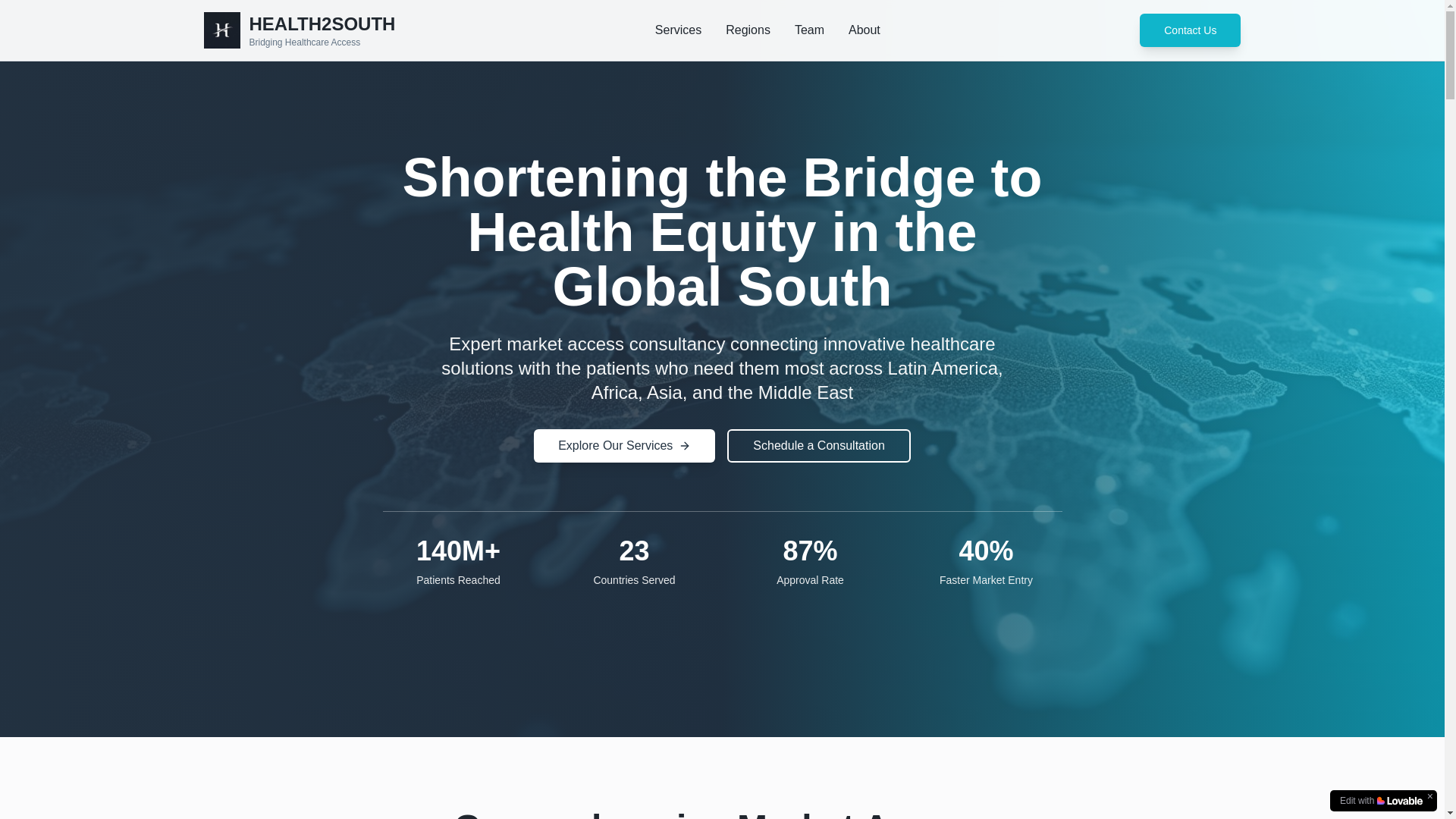 website screenshot of https://health2south.com/