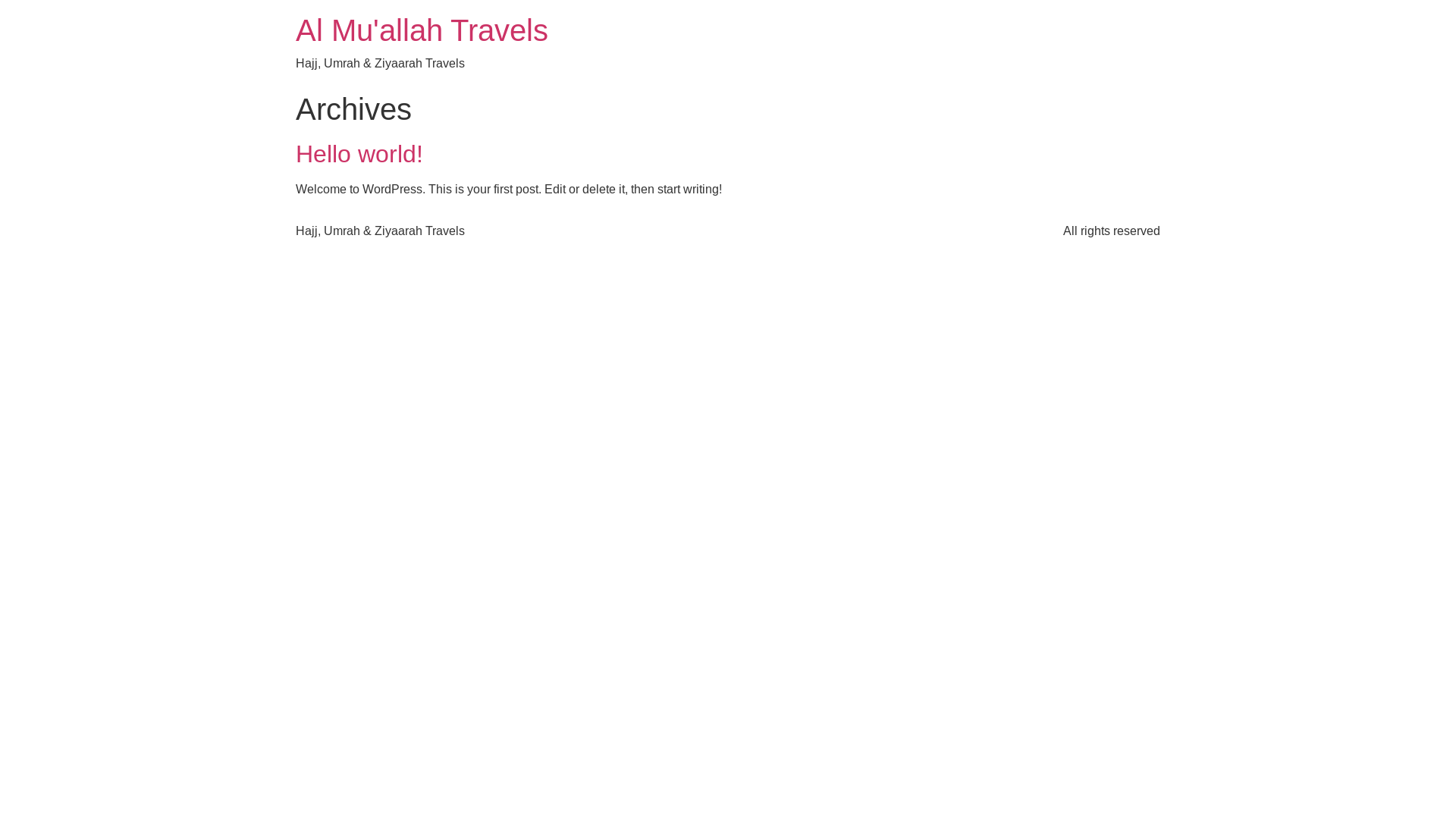 website screenshot of https://almuallahtravels.com/